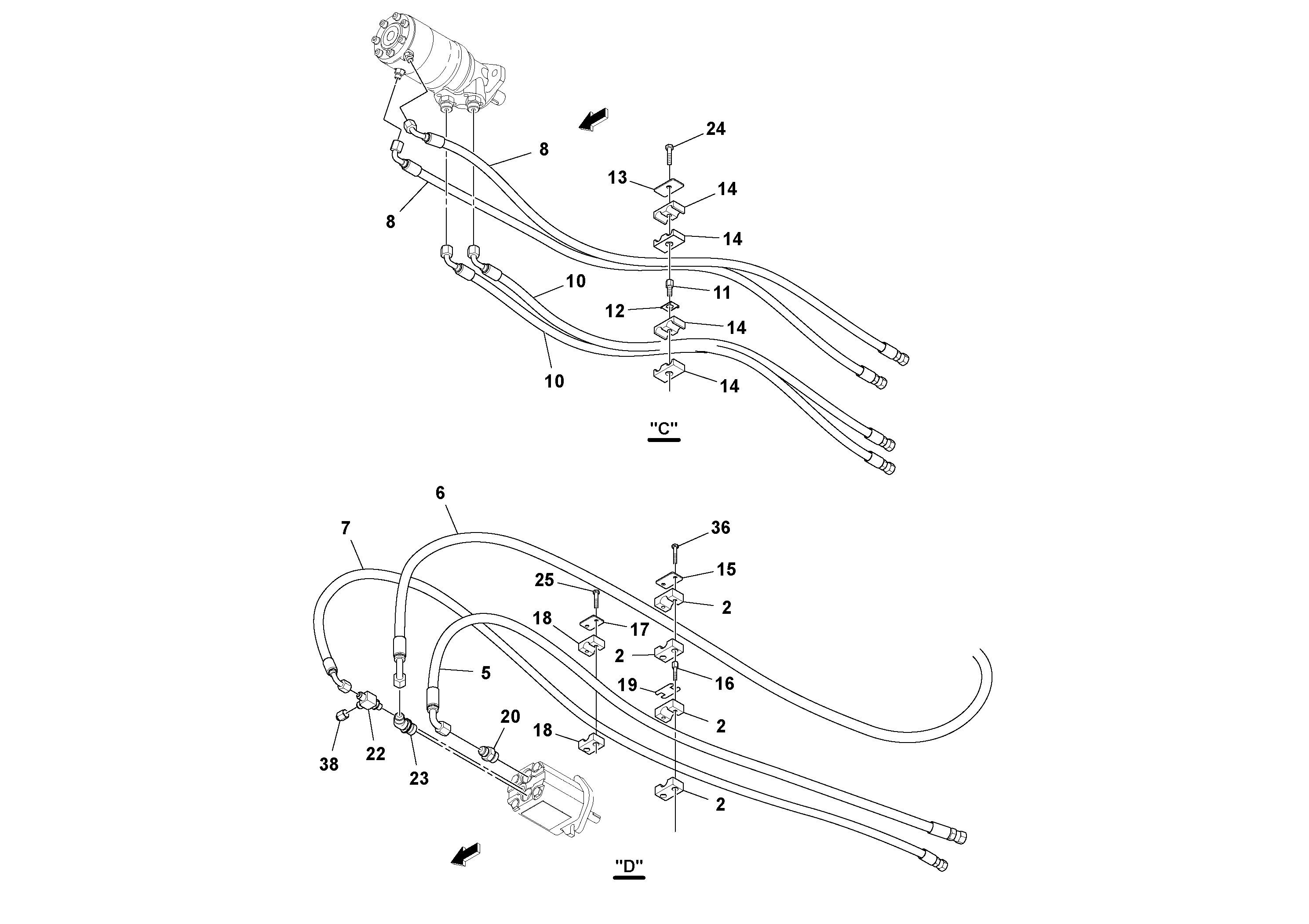 Схема запчастей Volvo OMNI 318 SCREED PF6110, PF6160, PF6170 - 27984 Hydraulic installation 