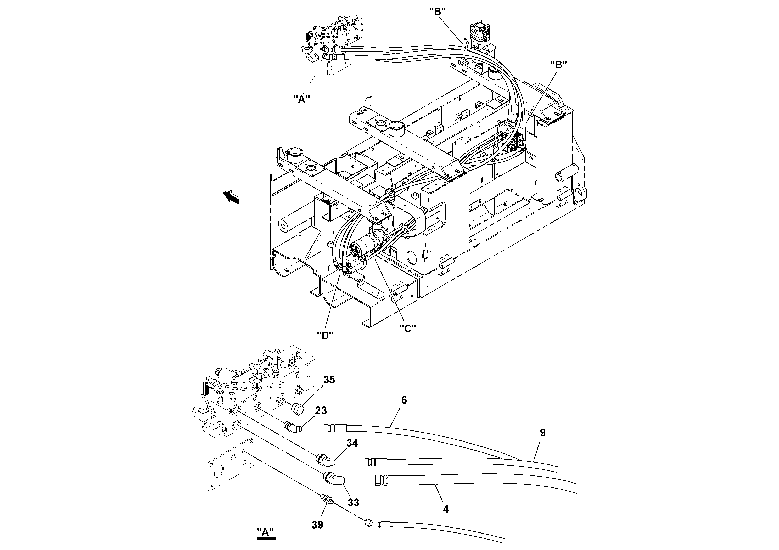 Схема запчастей Volvo OMNI 318 SCREED PF6110, PF6160, PF6170 - 27985 Hydraulic installation 