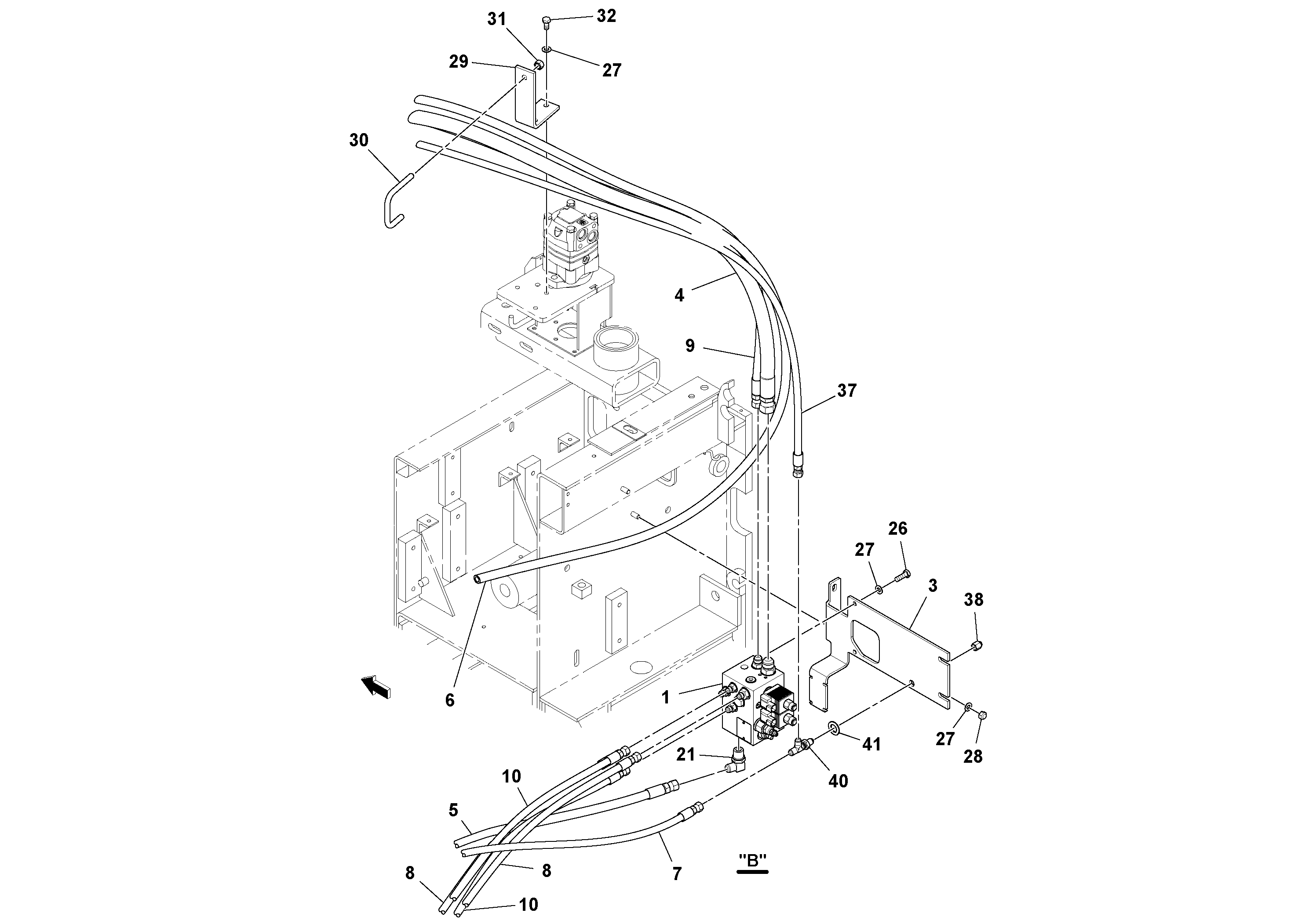 Схема запчастей Volvo OMNI 318 SCREED PF6110, PF6160, PF6170 - 64386 Hydraulic installation 