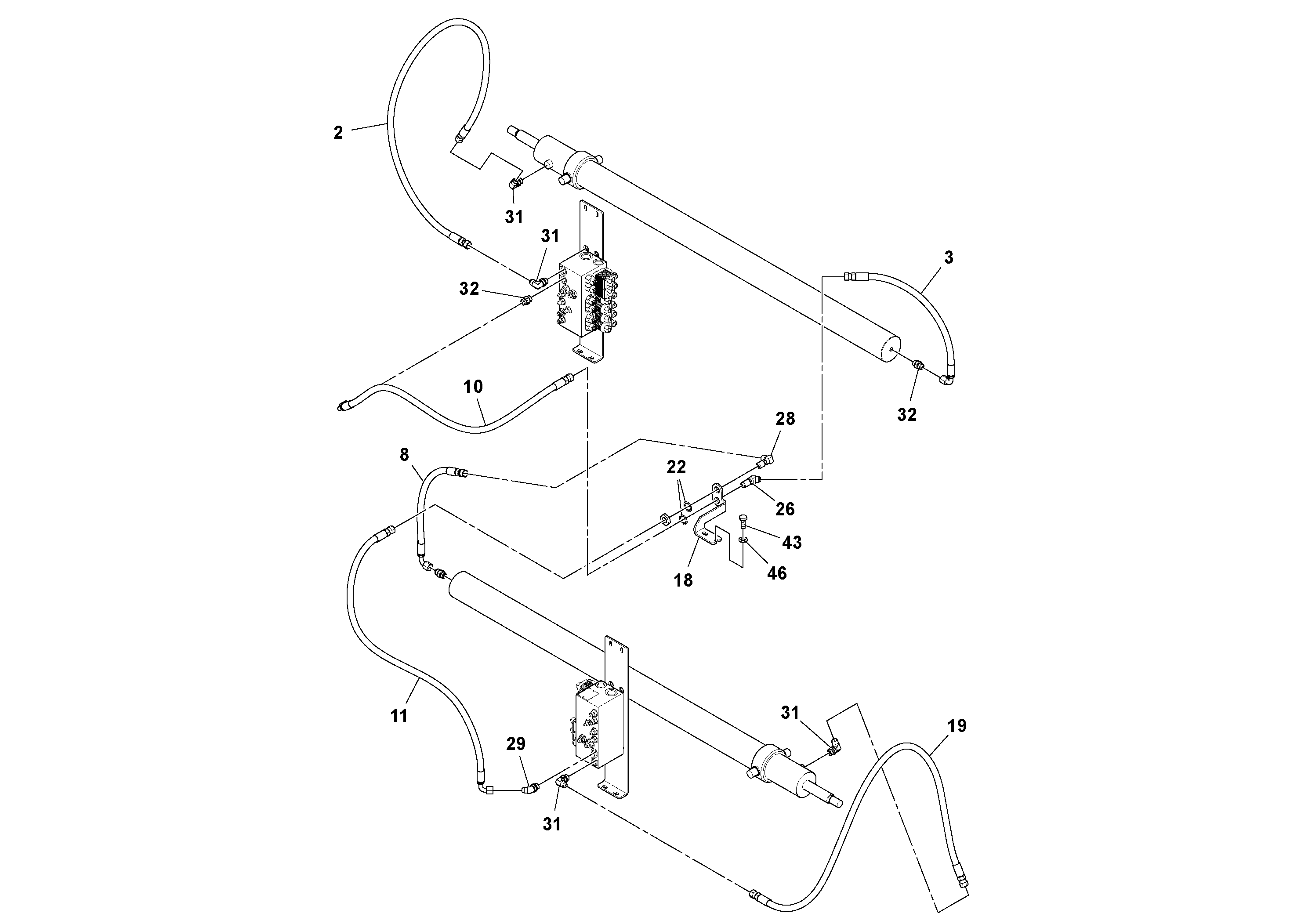 Схема запчастей Volvo OMNI 318 SCREED PF6110, PF6160, PF6170 - 90927 Extension Hydraulic Installation 