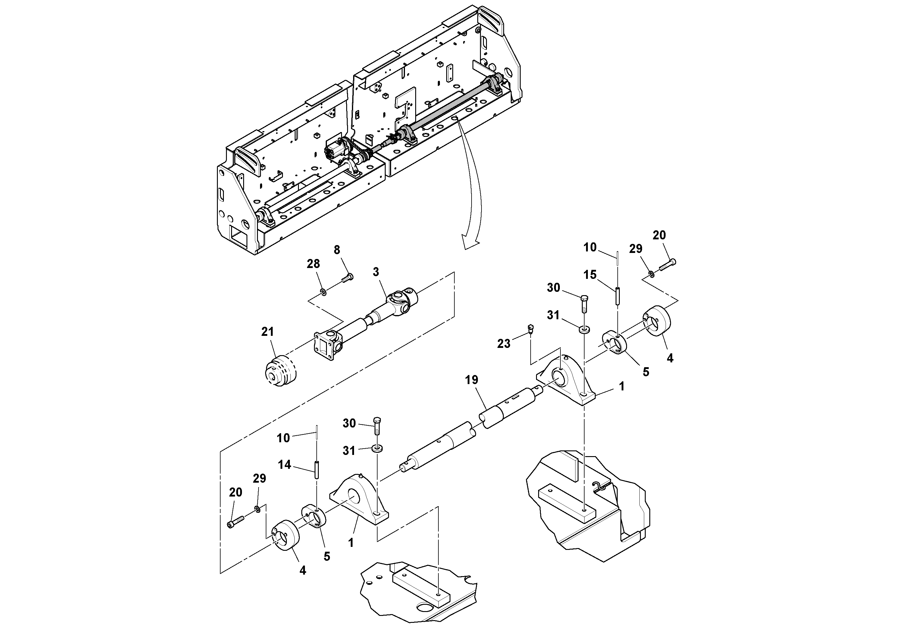 Схема запчастей Volvo OMNI 318 SCREED PF6110, PF6160, PF6170 - 53964 Vibration Installation 