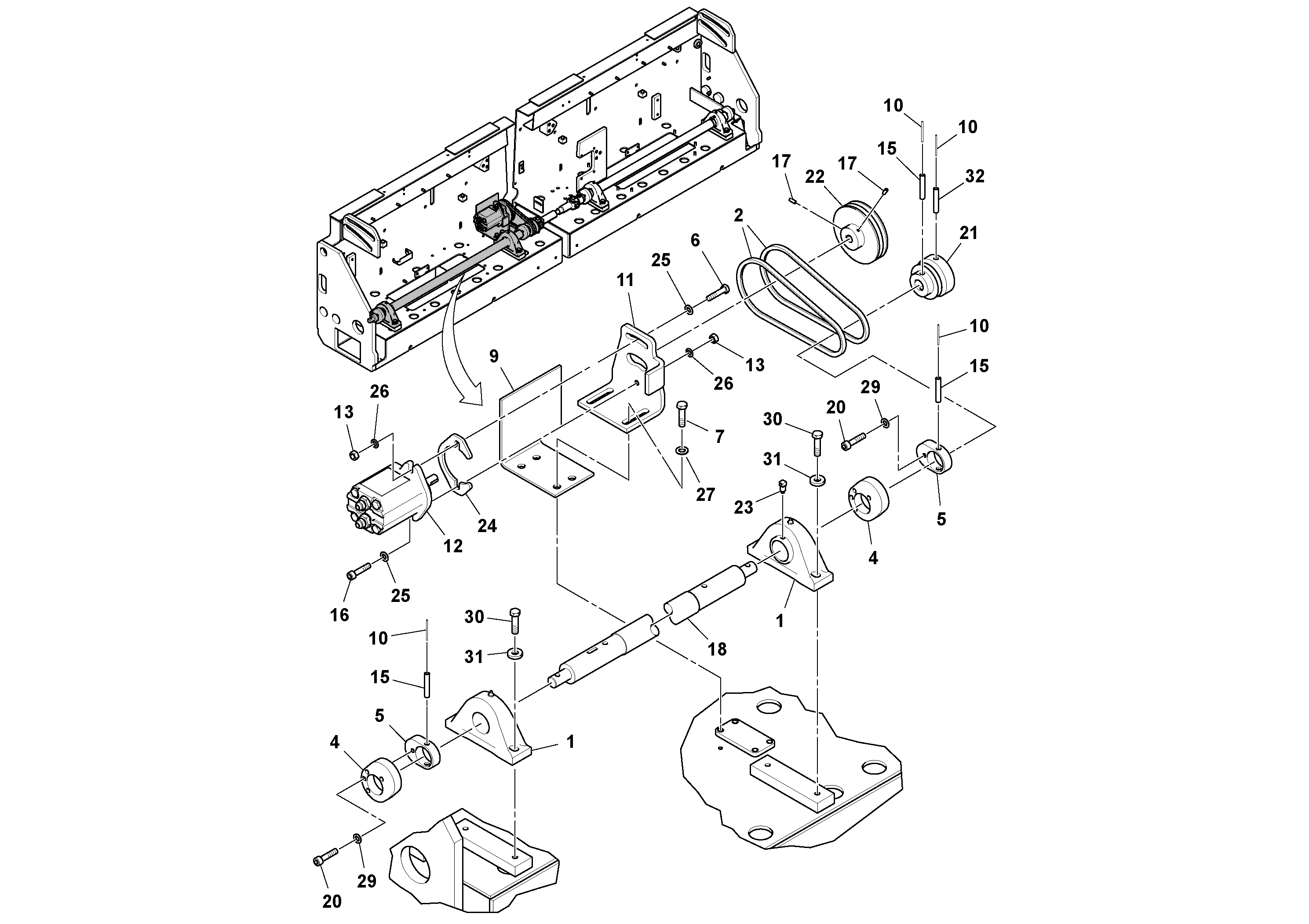 Схема запчастей Volvo OMNI 318 SCREED PF6110, PF6160, PF6170 - 99146 Vibration Installation 