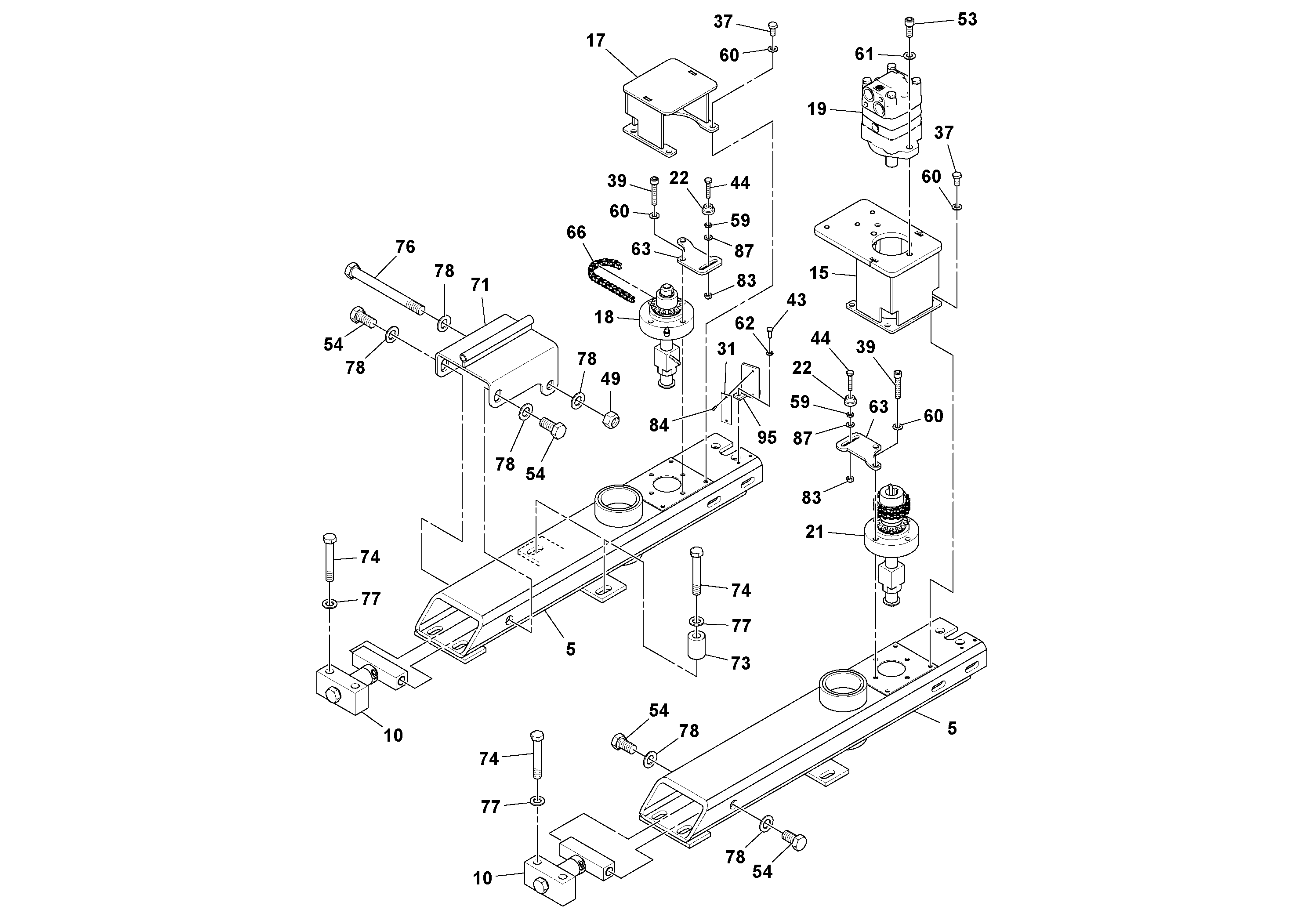 Схема запчастей Volvo OMNI 318 SCREED PF6110, PF6160, PF6170 - 104994 Extension Installation 