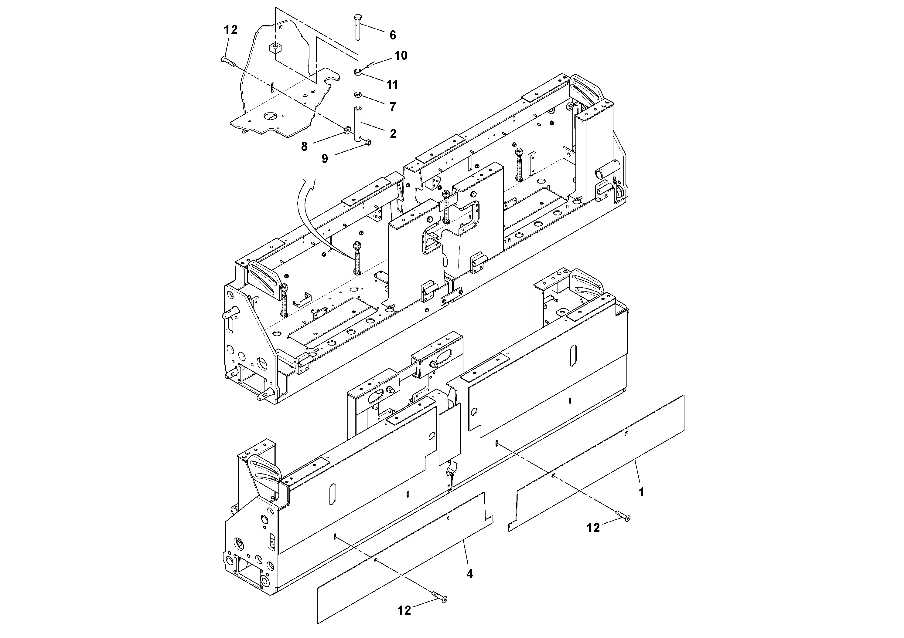 Схема запчастей Volvo OMNI 318 SCREED PF6110, PF6160, PF6170 - 28161 Strike/shield Installation 