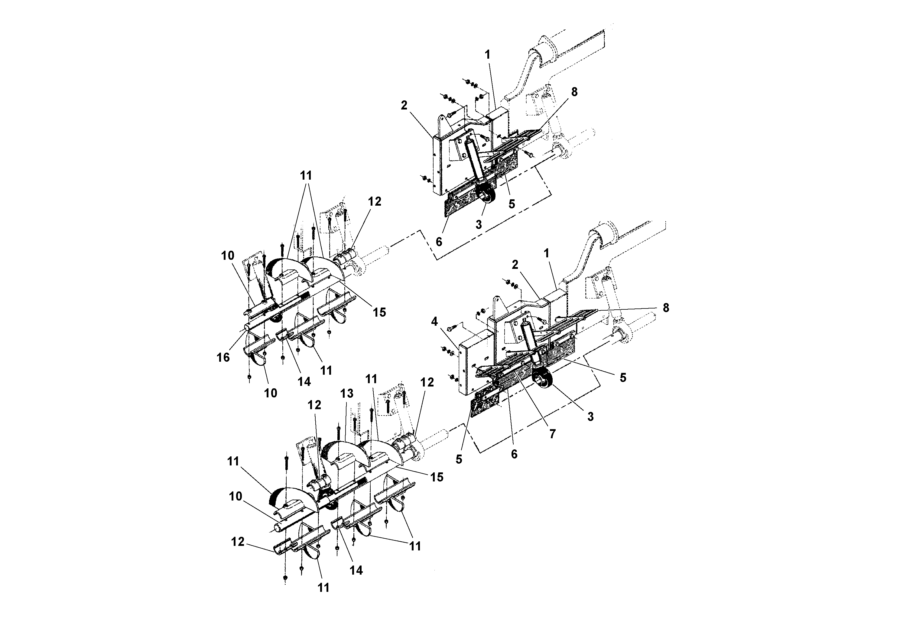 Схема запчастей Volvo 2.5/5B HSE - 55417 Auger and Tunnel/guard Extension Arrangements 