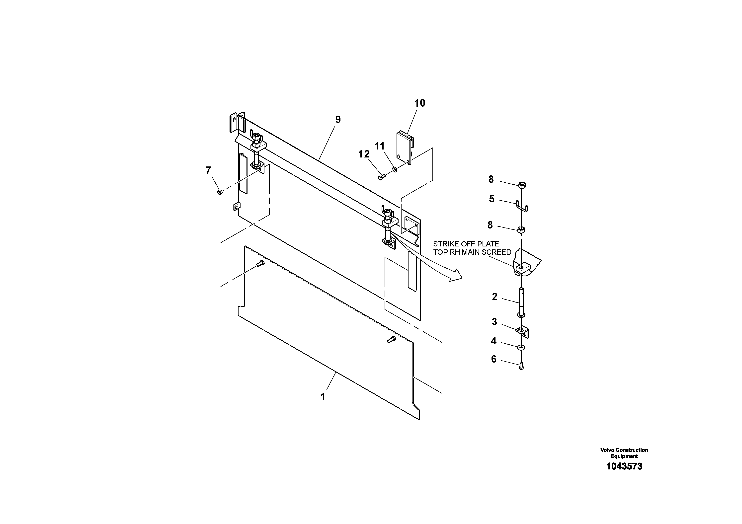 Схема запчастей Volvo OMNI V S/N 0847508049 - - 47599 Strike-off Plate Assembly 