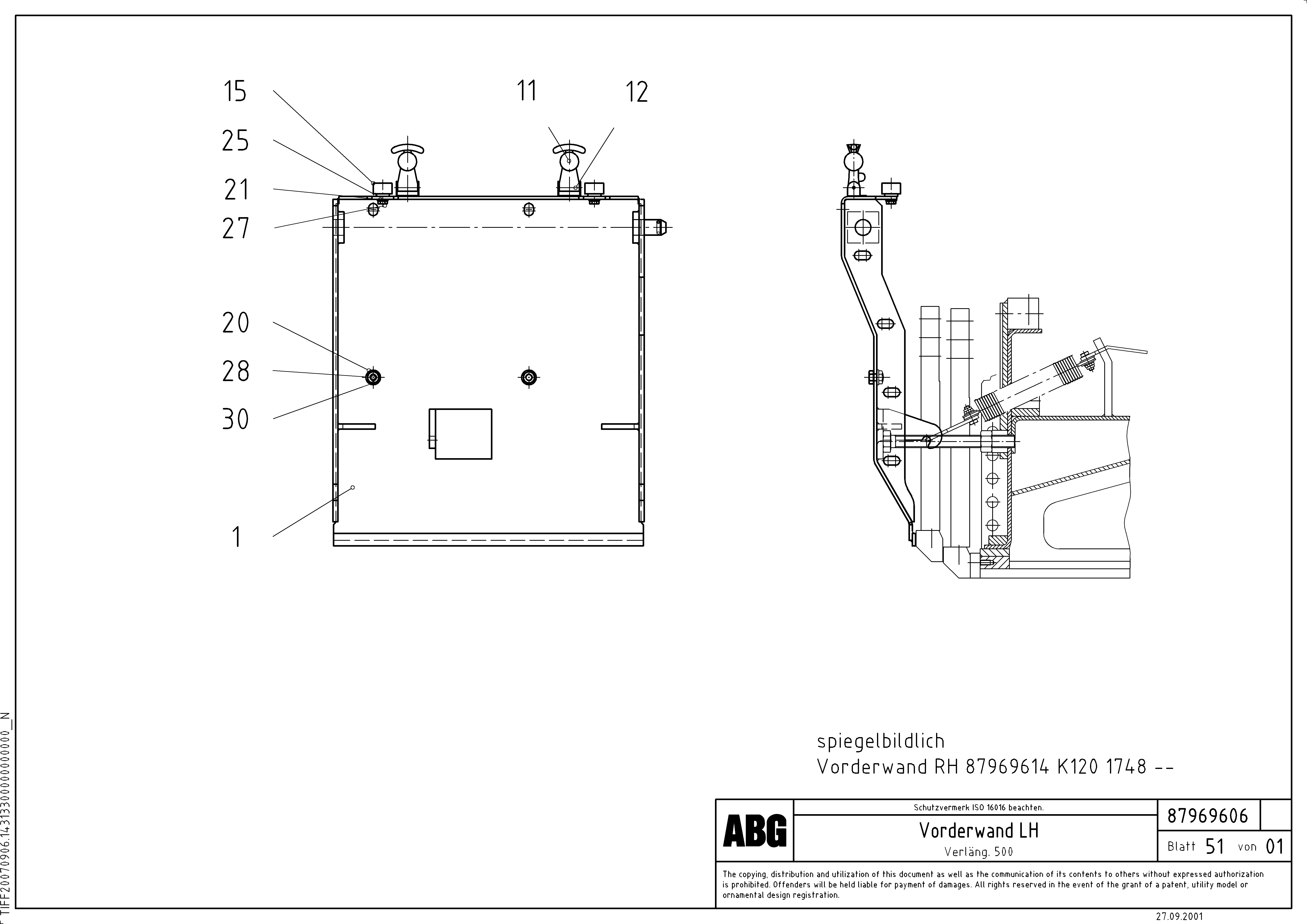 Схема запчастей Volvo VDT 121 VARIO ATT.SCREED 9,0 - 12,0M ABG8820/ABG8820B - 68101 Deflector for extension 