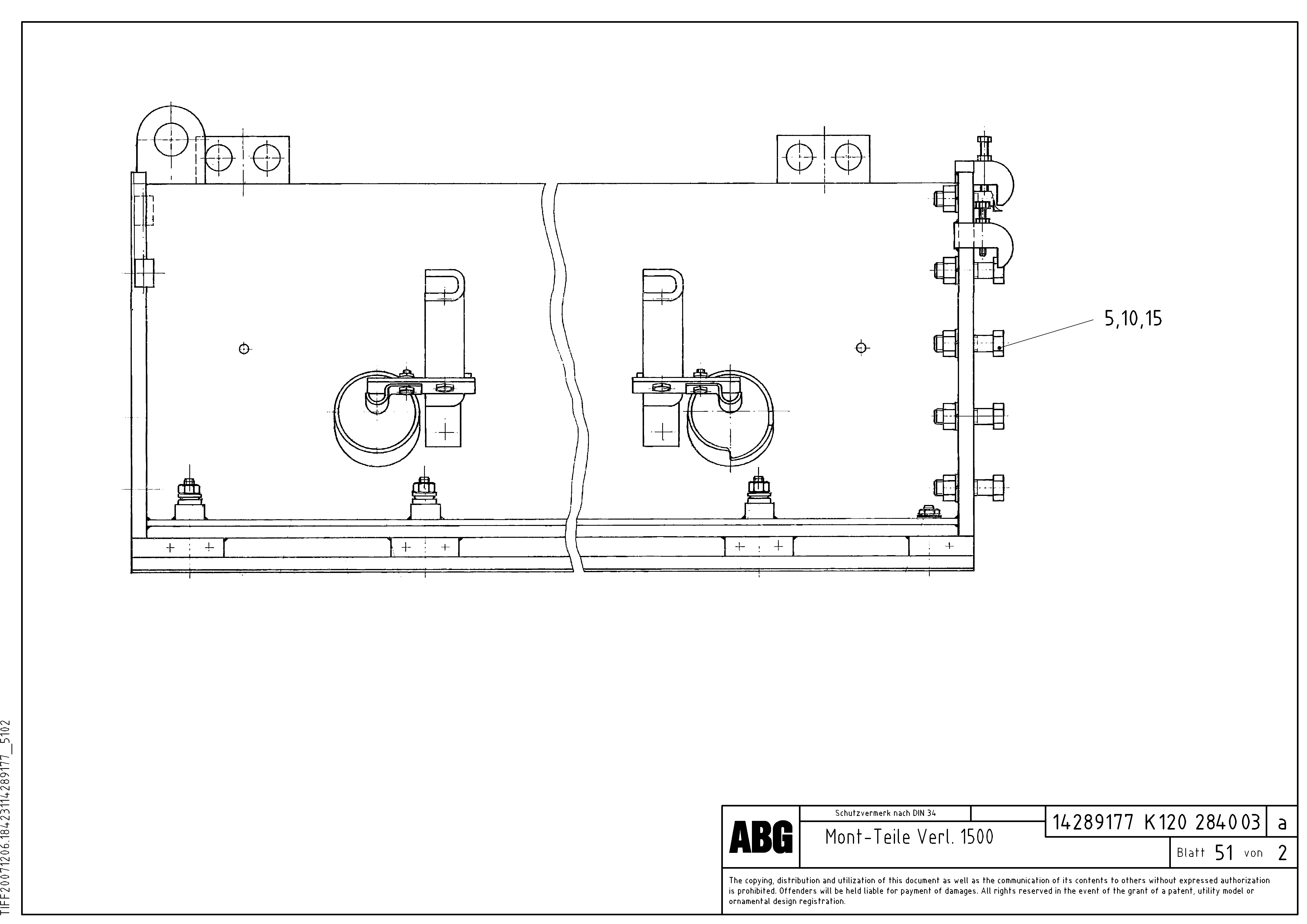 Схема запчастей Volvo VDT 121 VARIO ATT.SCREED 9,0 - 12,0M ABG8820/ABG8820B - 70461 Mounting parts for extension 