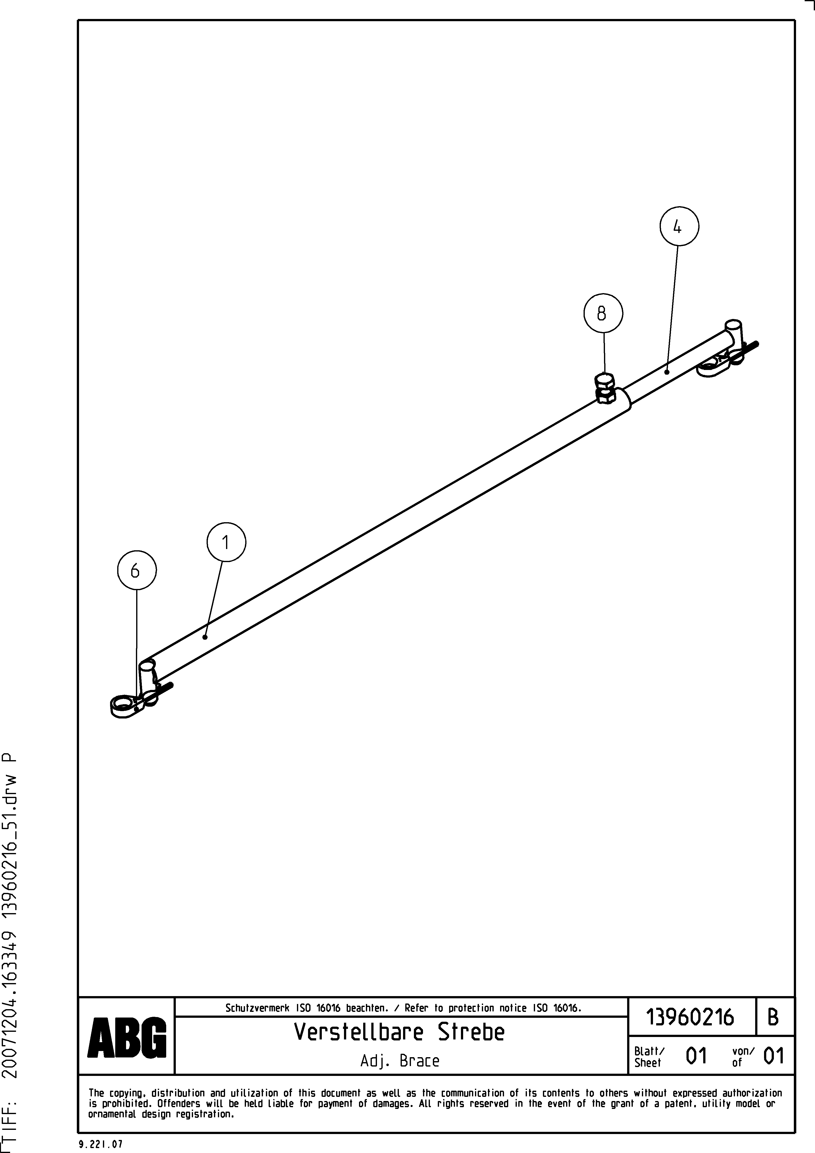 Схема запчастей Volvo VDT 121 VARIO ATT.SCREED 9,0 - 12,0M ABG8820/ABG8820B - 68458 Adjustment brace 