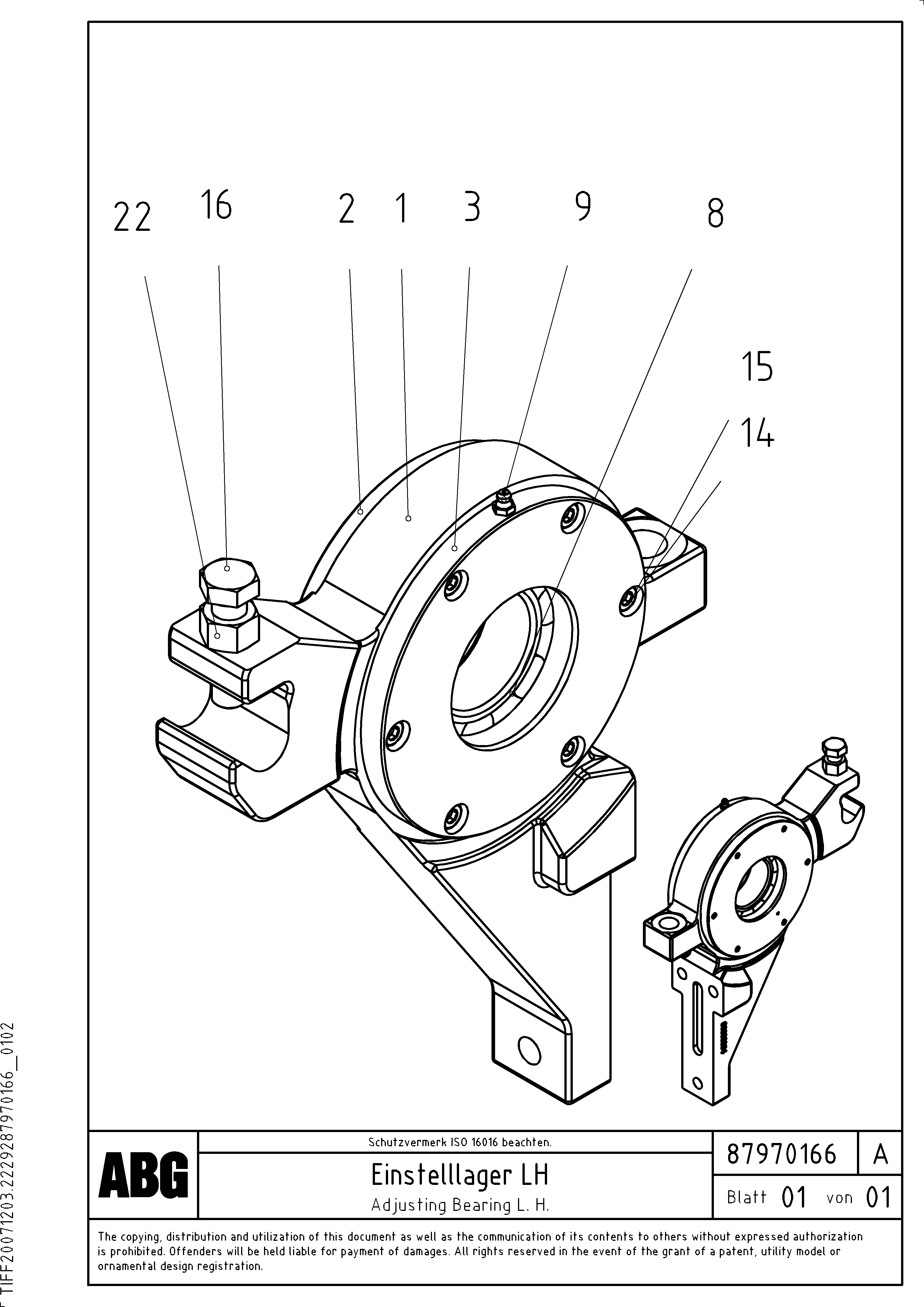 Схема запчастей Volvo VDT 121 VARIO ATT.SCREED 9,0 - 12,0M ABG8820/ABG8820B - 68130 Adjustable bearing for tamper/basic screed 