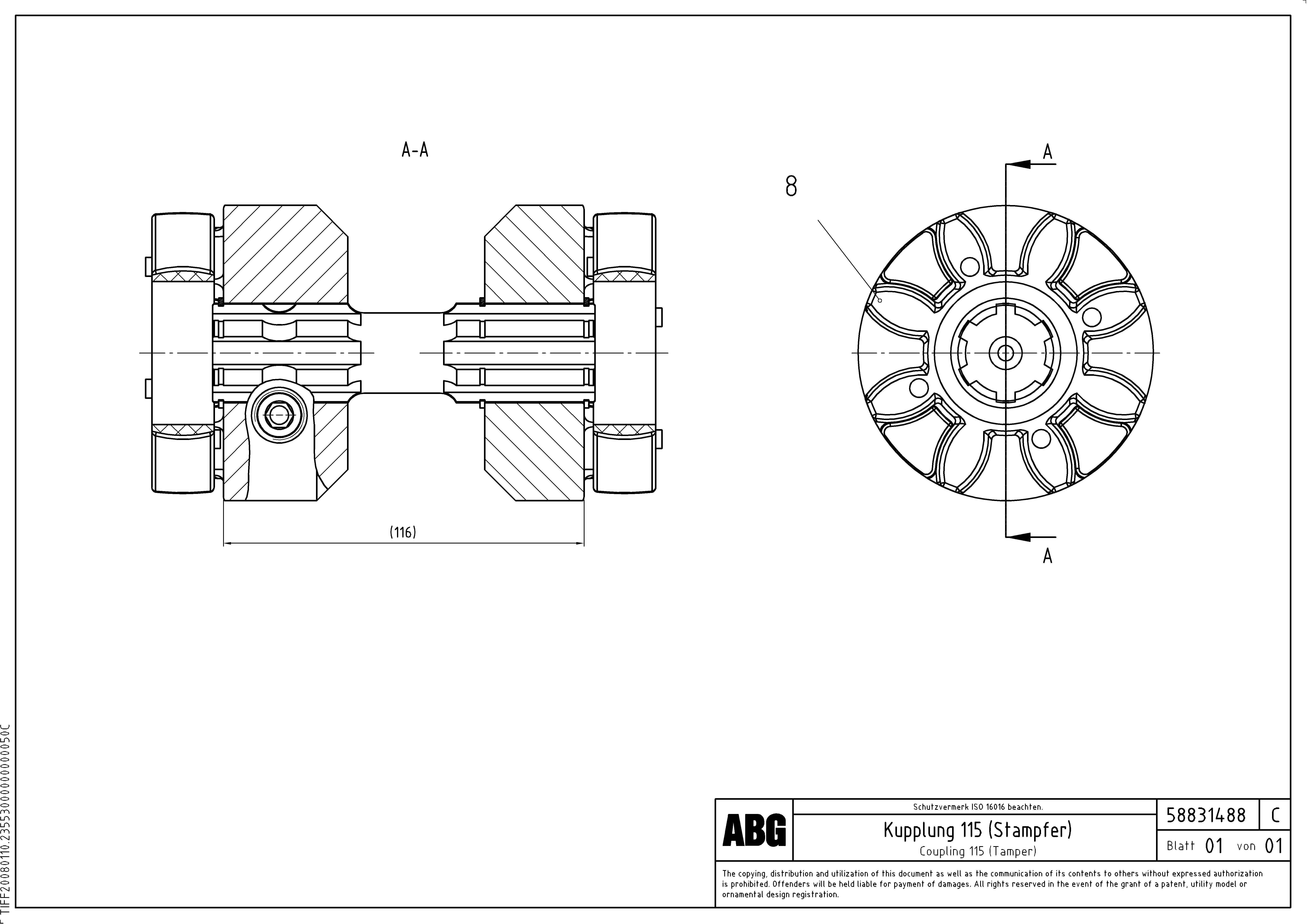 Схема запчастей Volvo VDT 121 VARIO ATT.SCREED 9,0 - 12,0M ABG8820/ABG8820B - 68846 Coupling for tamper 