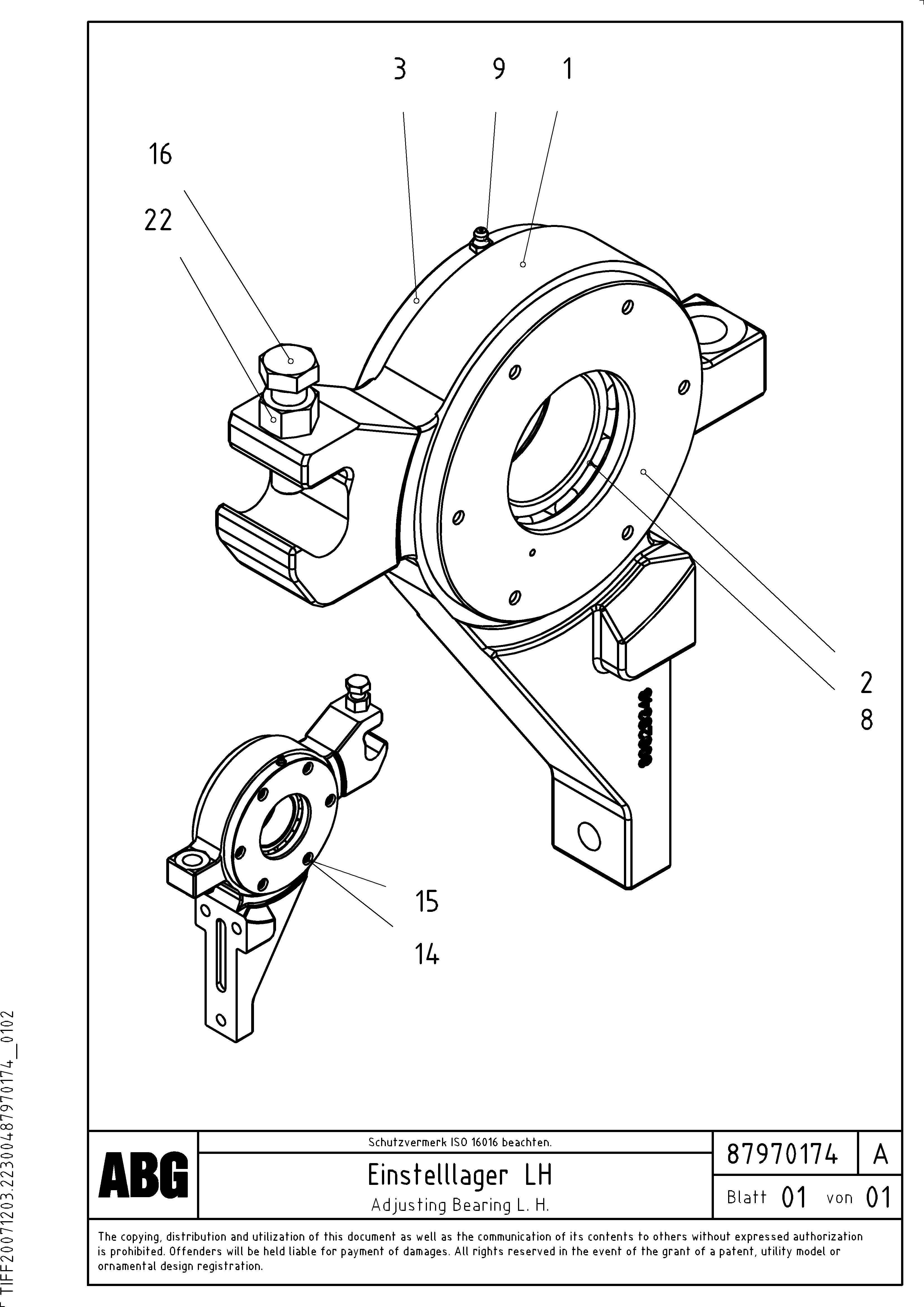 Схема запчастей Volvo VDT 121 VARIO ATT.SCREED 9,0 - 12,0M ABG8820/ABG8820B - 69543 Adjustable bearing for tamper/basic screed 