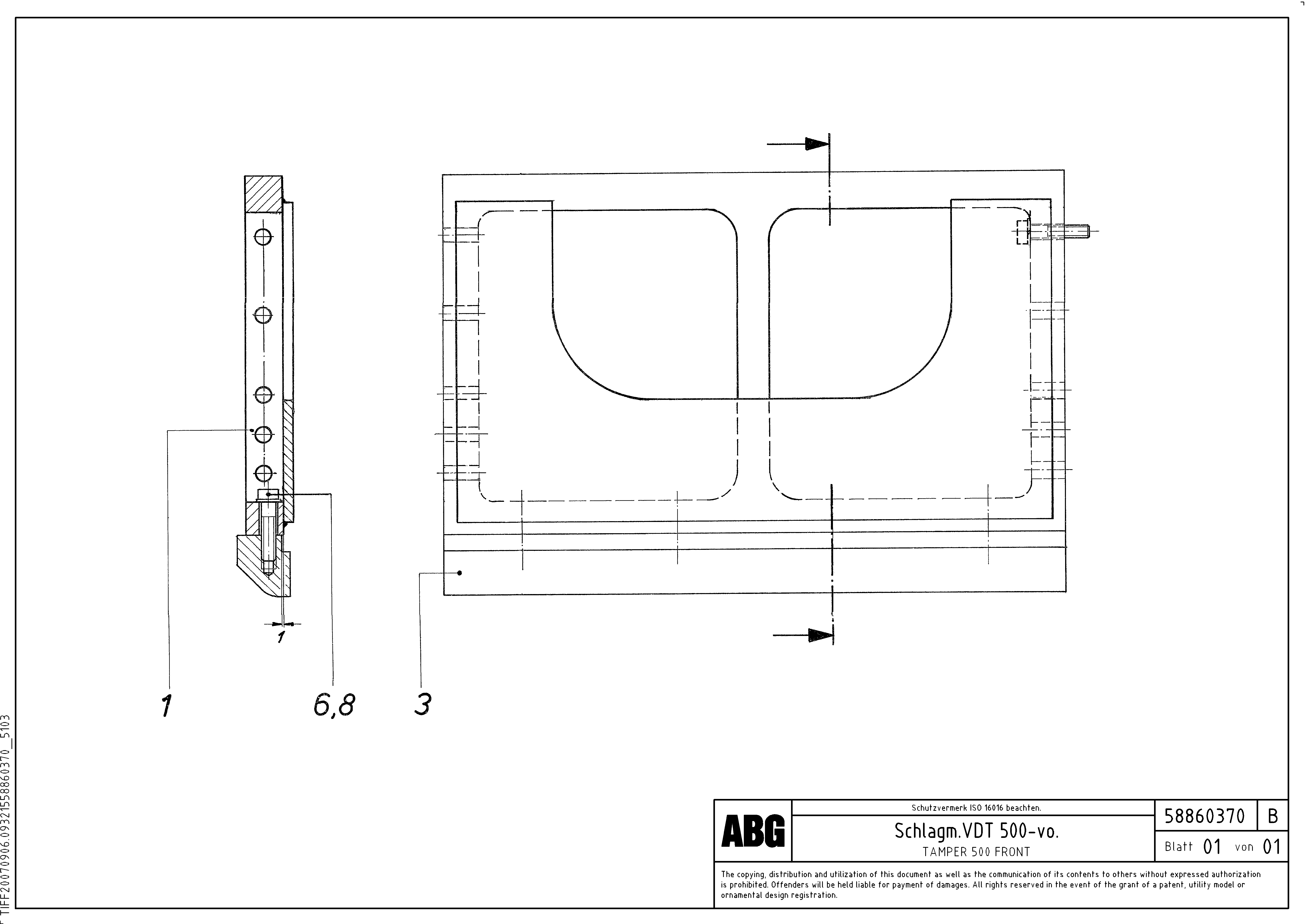 Схема запчастей Volvo VDT 121 VARIO ATT.SCREED 9,0 - 12,0M ABG8820/ABG8820B - 70780 Tamper for extension 