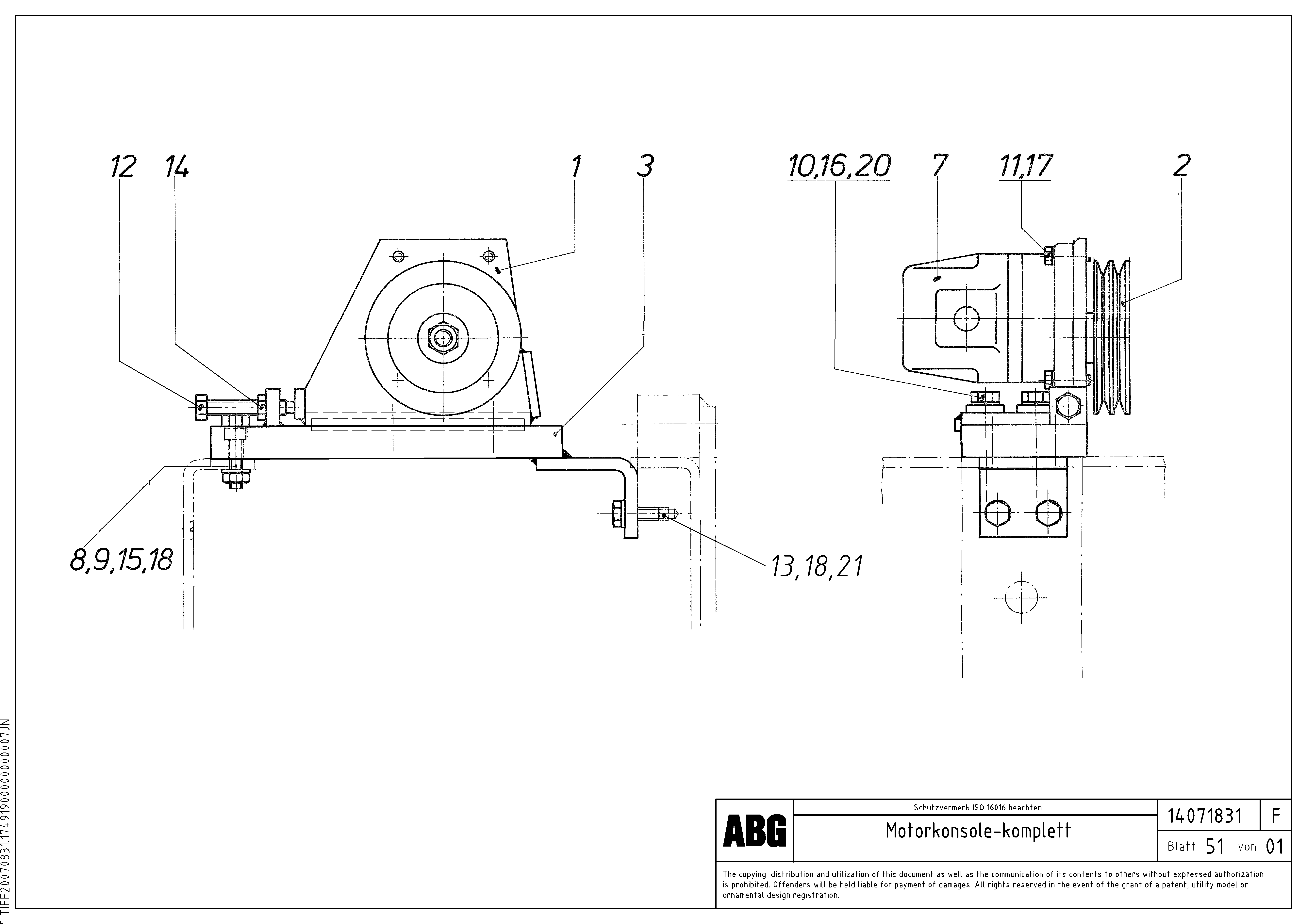 Схема запчастей Volvo VDT 121 VARIO ATT.SCREED 9,0 - 12,0M ABG8820/ABG8820B - 69559 Engine Bracket for vibrator 