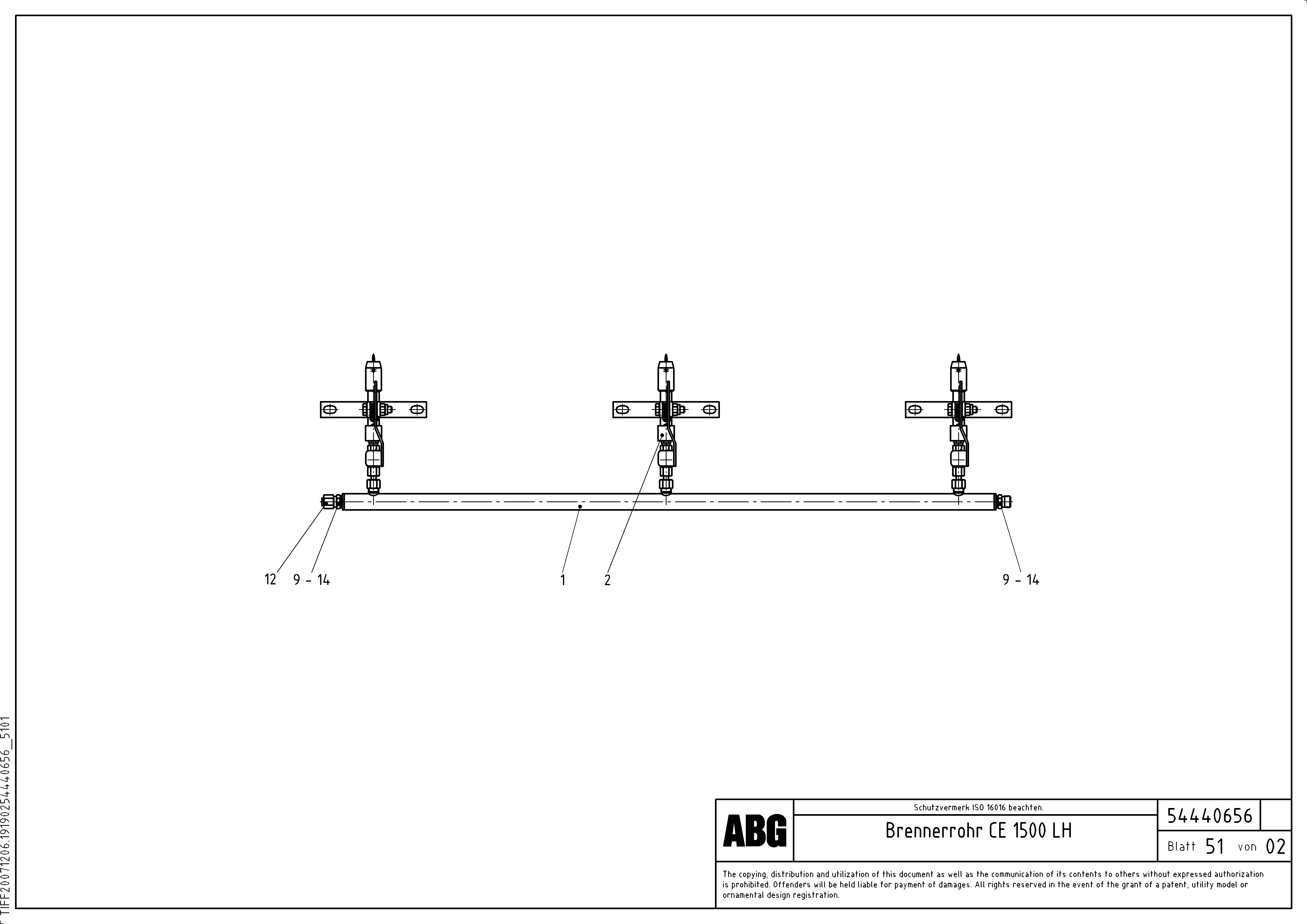 Схема запчастей Volvo VDT 121 VARIO ATT.SCREED 9,0 - 12,0M ABG8820/ABG8820B - 68450 Burner tube 