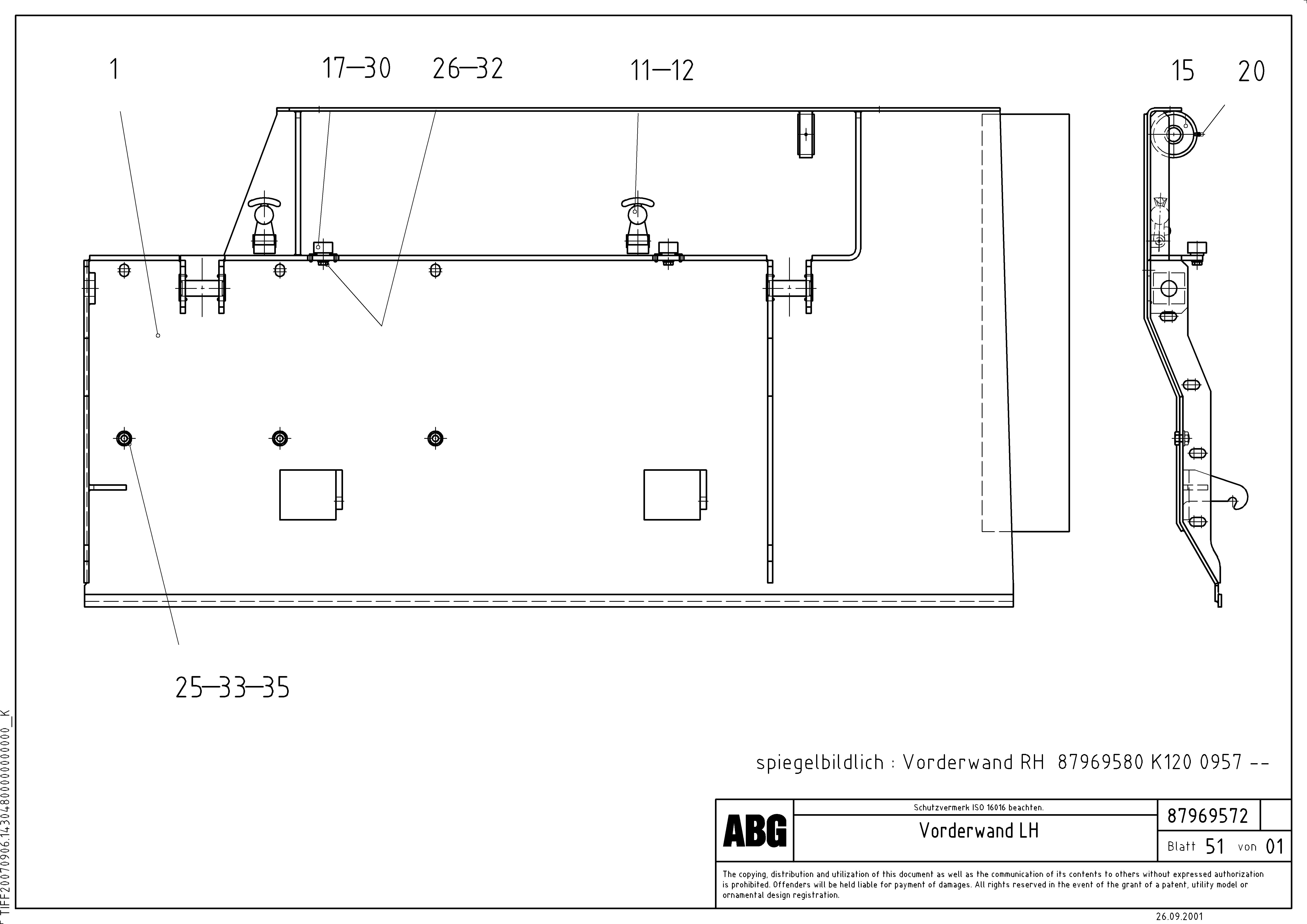 Схема запчастей Volvo VDT 120 ATT. SCREEDS 3,0 -13,0M ABG9820 - 69599 Deflector plate for basic screed 