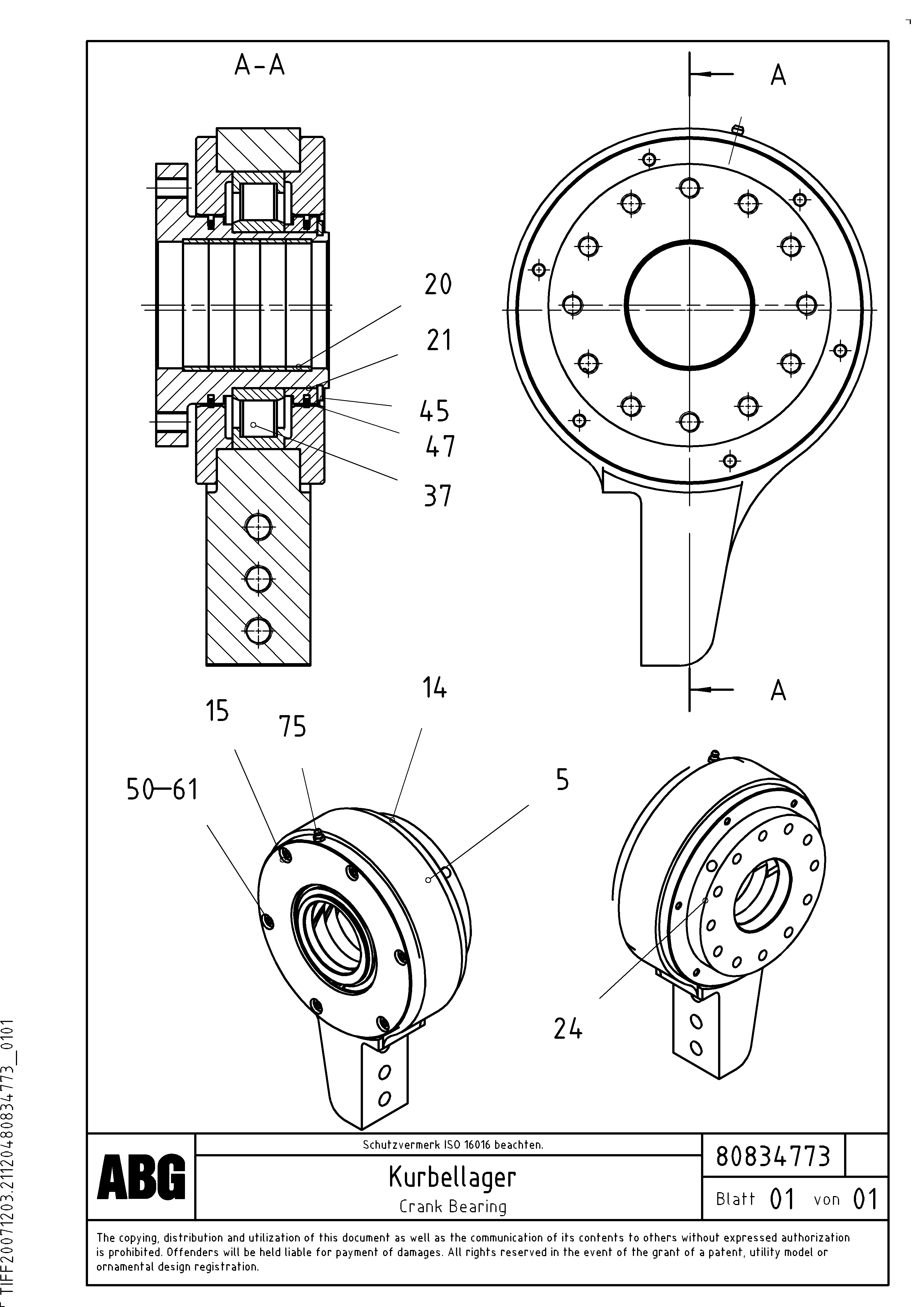 Схема запчастей Volvo VDT 120 ATT. SCREEDS 3,0 -13,0M ABG9820 - 67192 Crank bearing for basic screed 