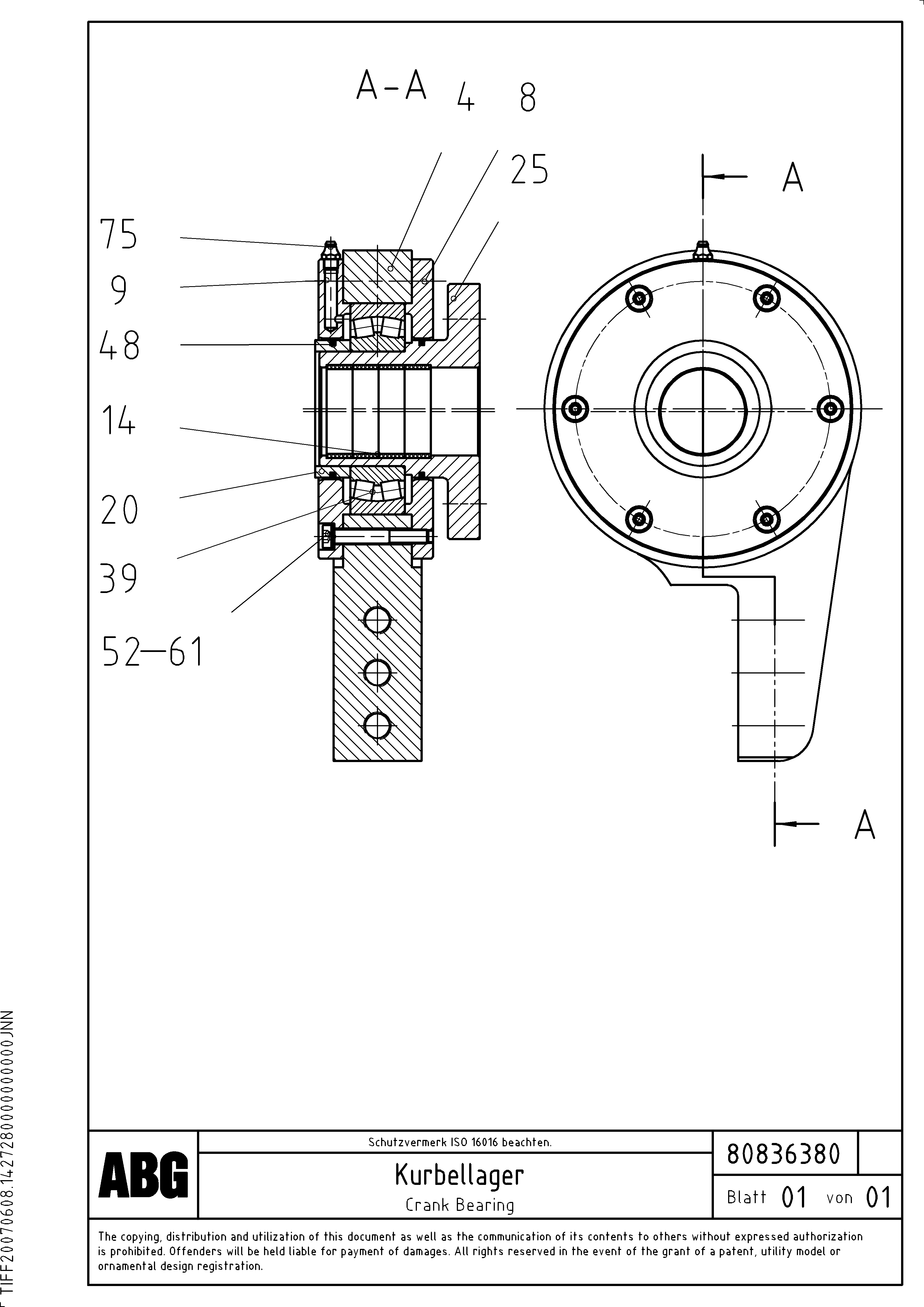 Схема запчастей Volvo MB 120 VARIO ATT. SCREEDS 5,0 -12,5M ABG9820 - 63603 Crank bearing for basic screed 