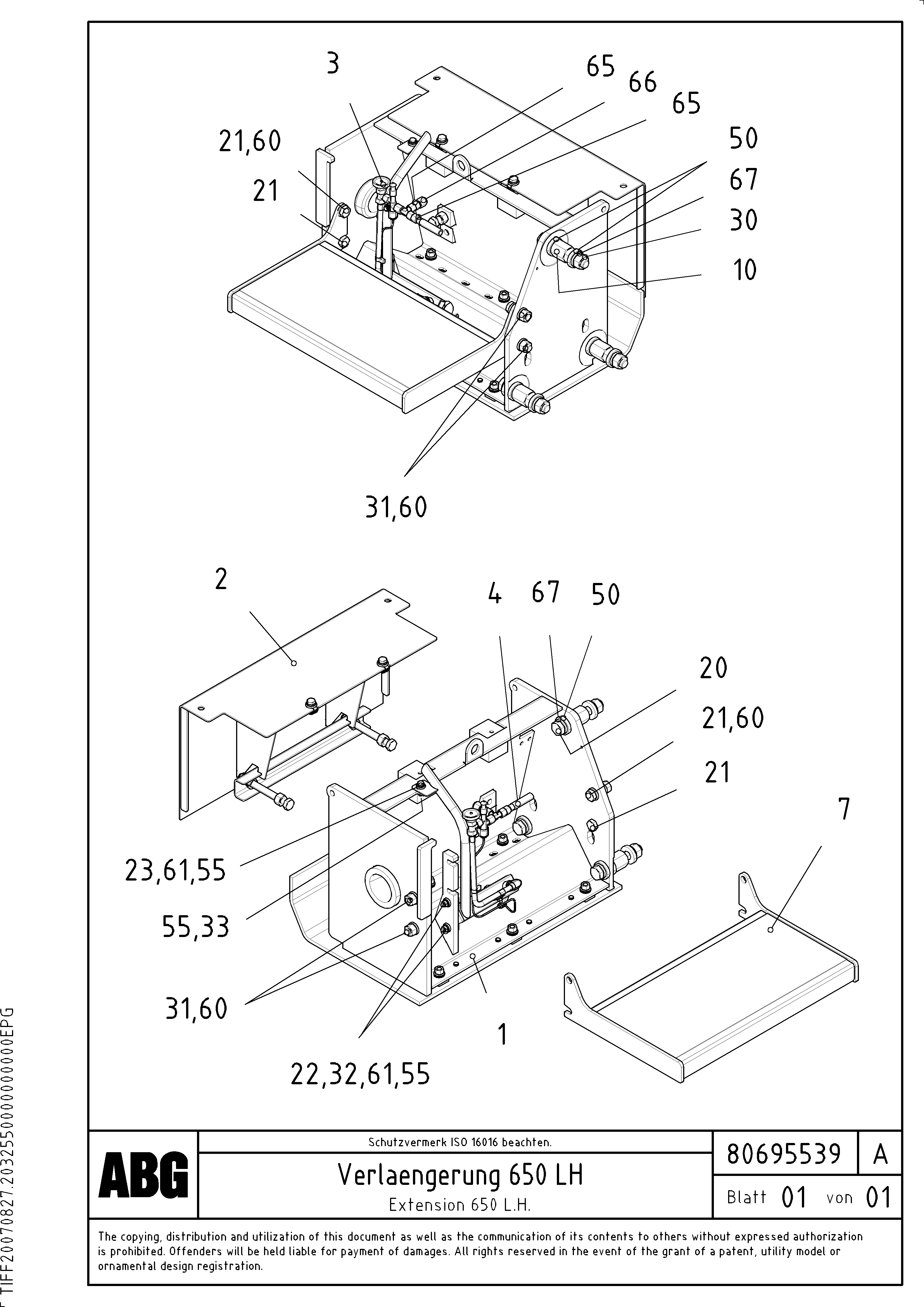 Схема запчастей Volvo VB-V 50 ATT. SCREEDS 2,0 - 5,0M ABG3870 - 63636 Screed extension 