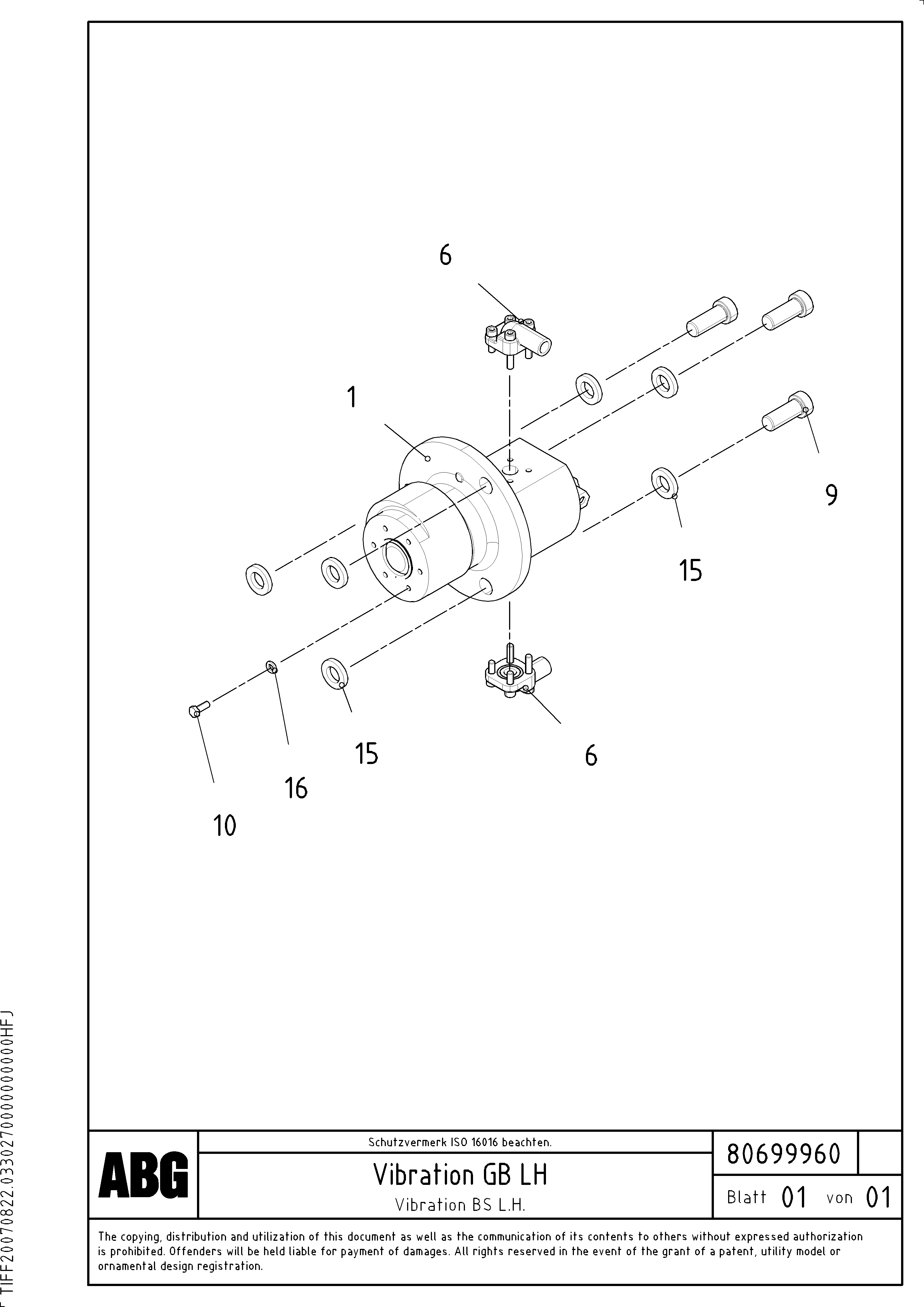 Схема запчастей Volvo VB-V 50 ATT. SCREEDS 2,0 - 5,0M ABG3870 - 64244 Vibrator for basic screed 