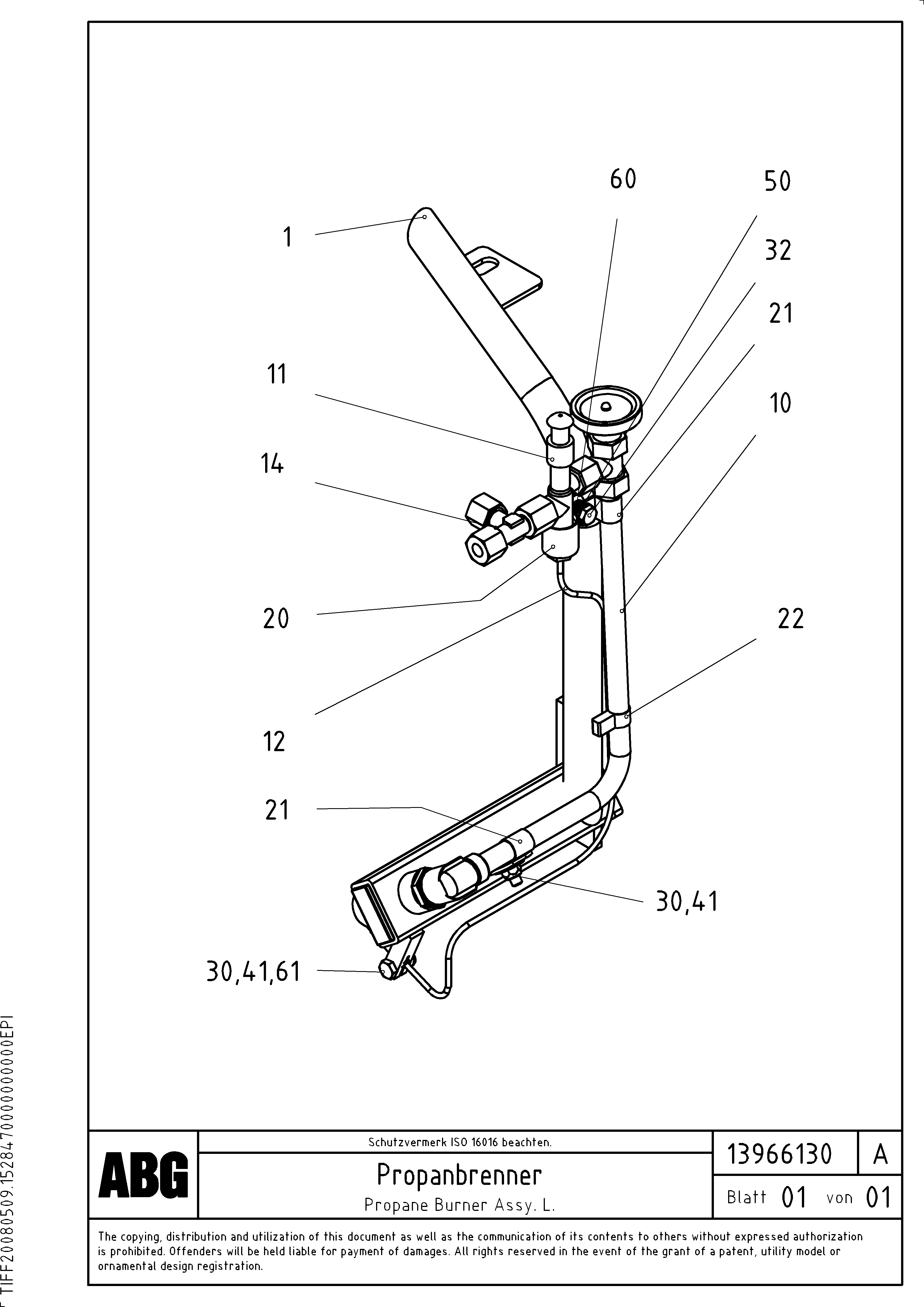 Схема запчастей Volvo VB-V 50 ATT. SCREEDS 2,0 - 5,0M ABG3870 - 63996 Propane burner assembly 