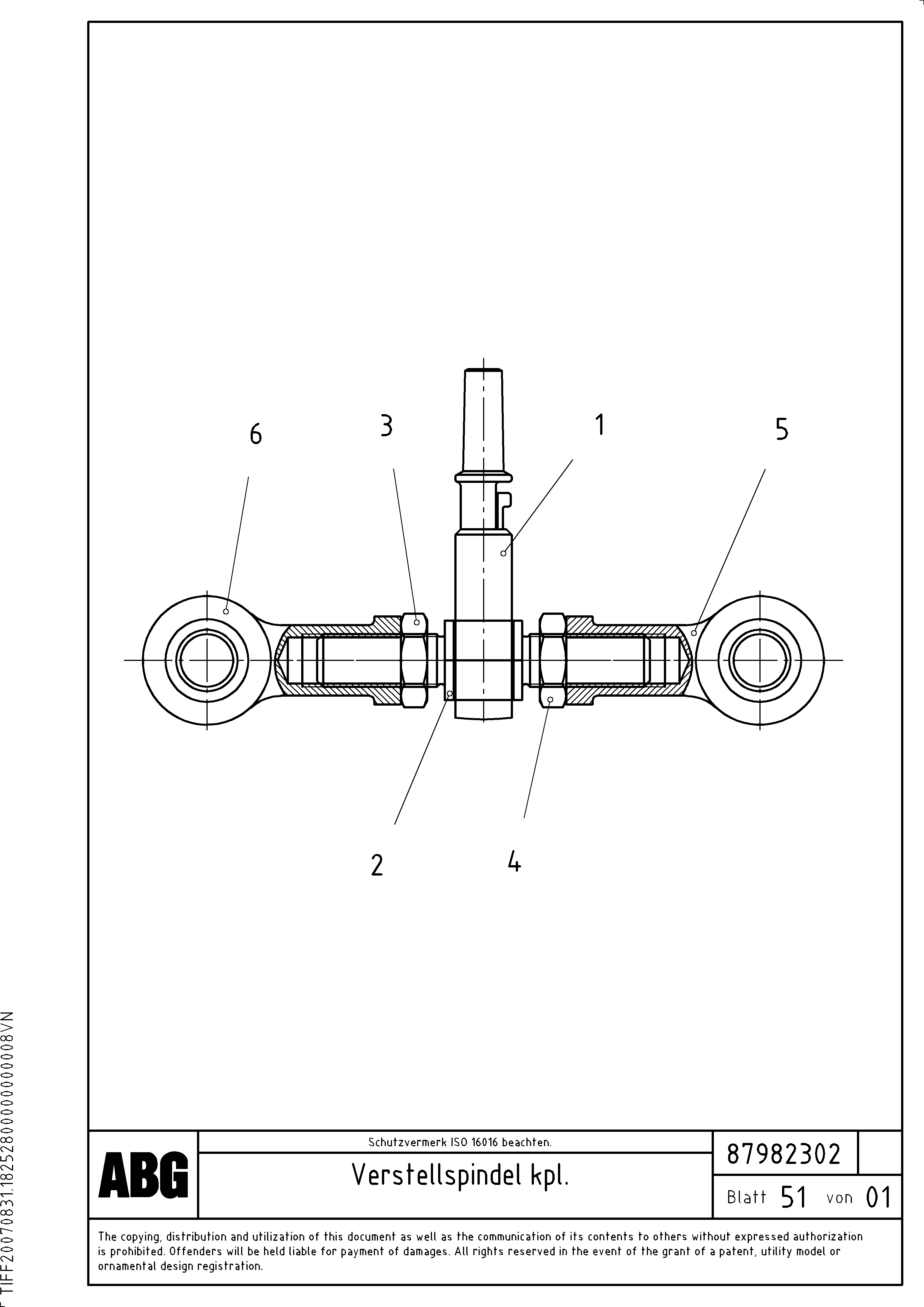Схема запчастей Volvo VB-V 50 ATT. SCREEDS 2,0 - 5,0M ABG3870 - 74980 Shaft assembly for crown control 