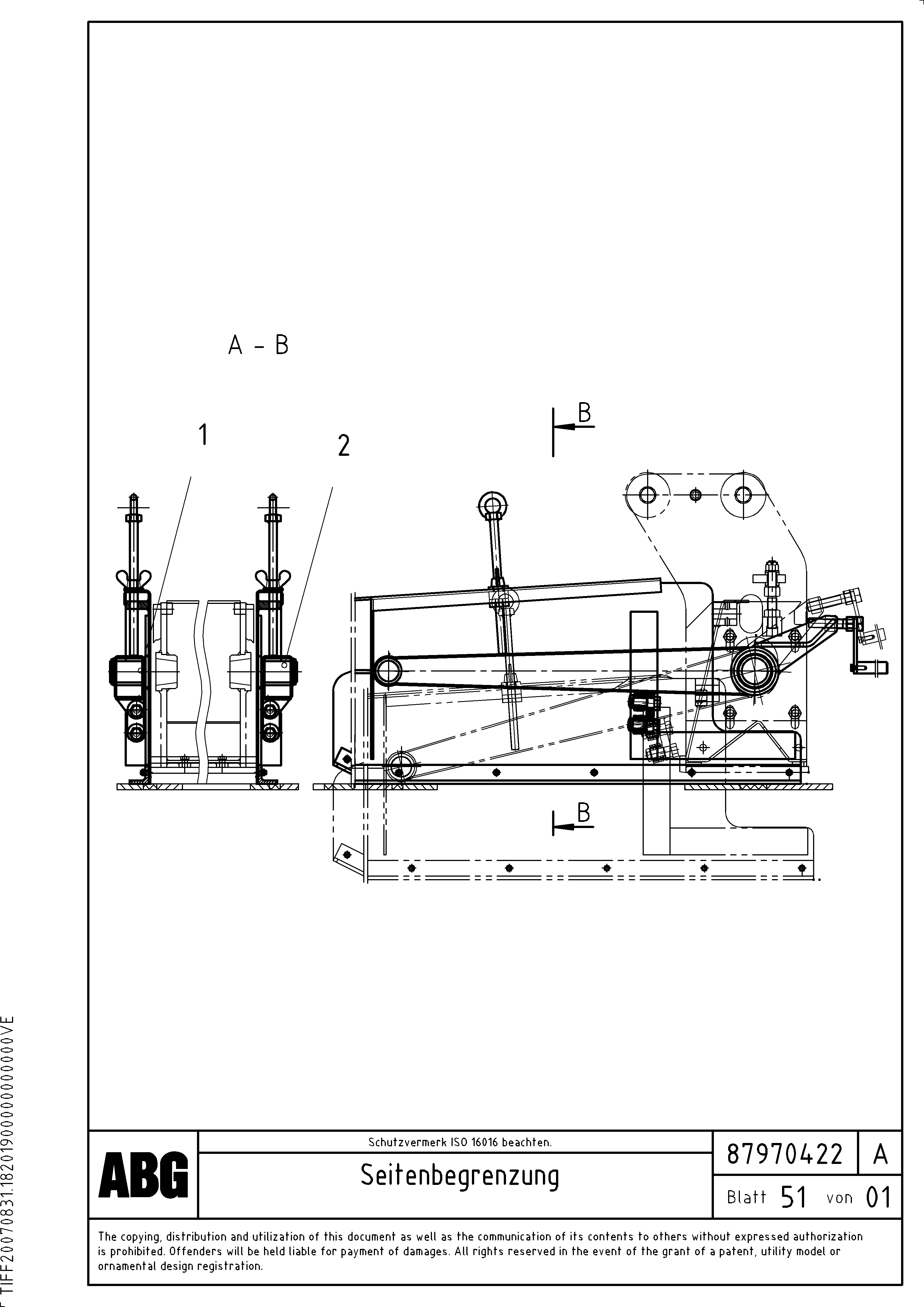 Схема запчастей Volvo VB-V 50 ATT. SCREEDS 2,0 - 5,0M ABG3870 - 64579 Lateral limitation 
