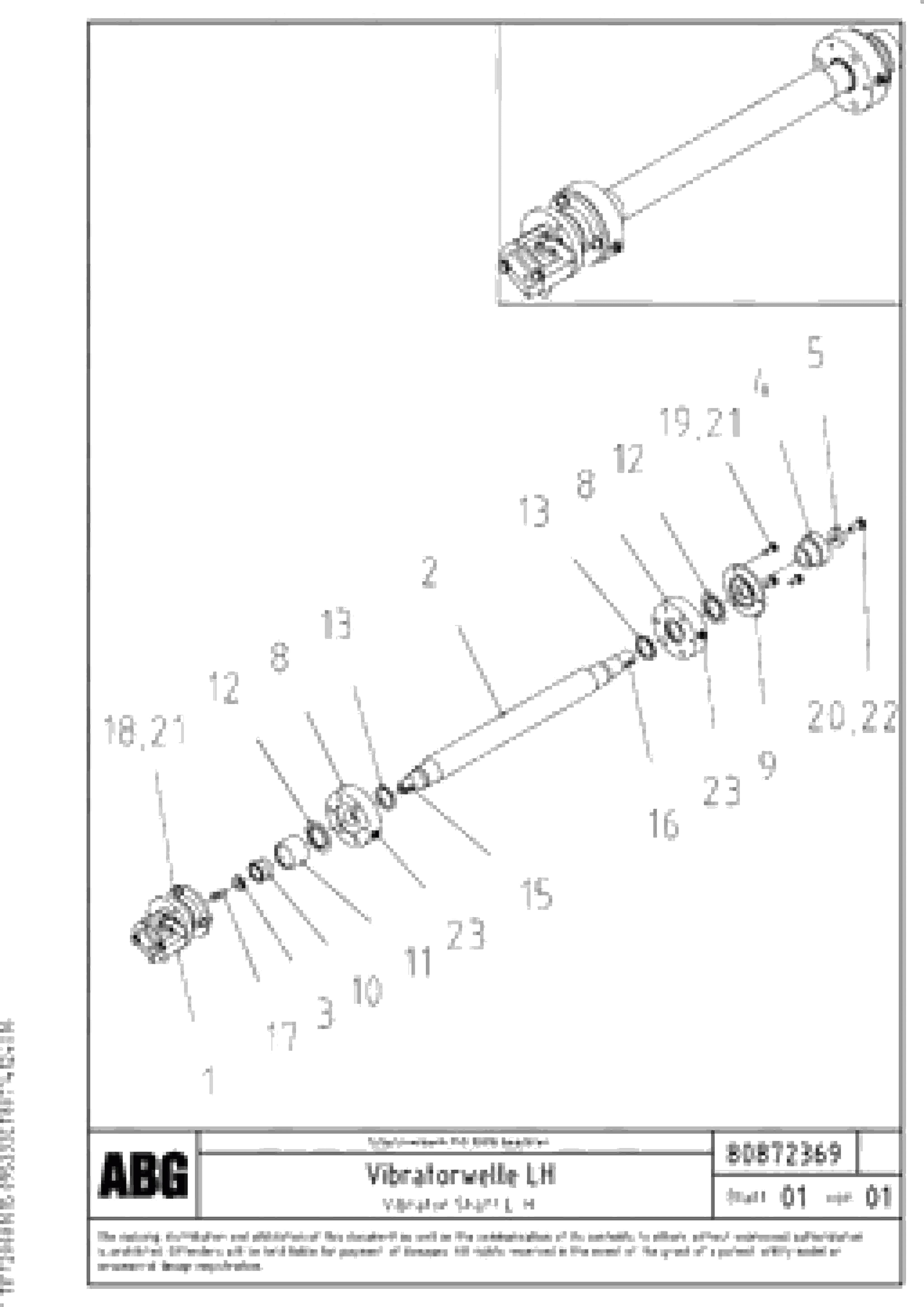 Схема запчастей Volvo OMNI 1021 ATT. SCREEDS 3,0 - 9,0M PF6110 PF6160/PF6170 - 91174 Vibrator shaft for basic screed 