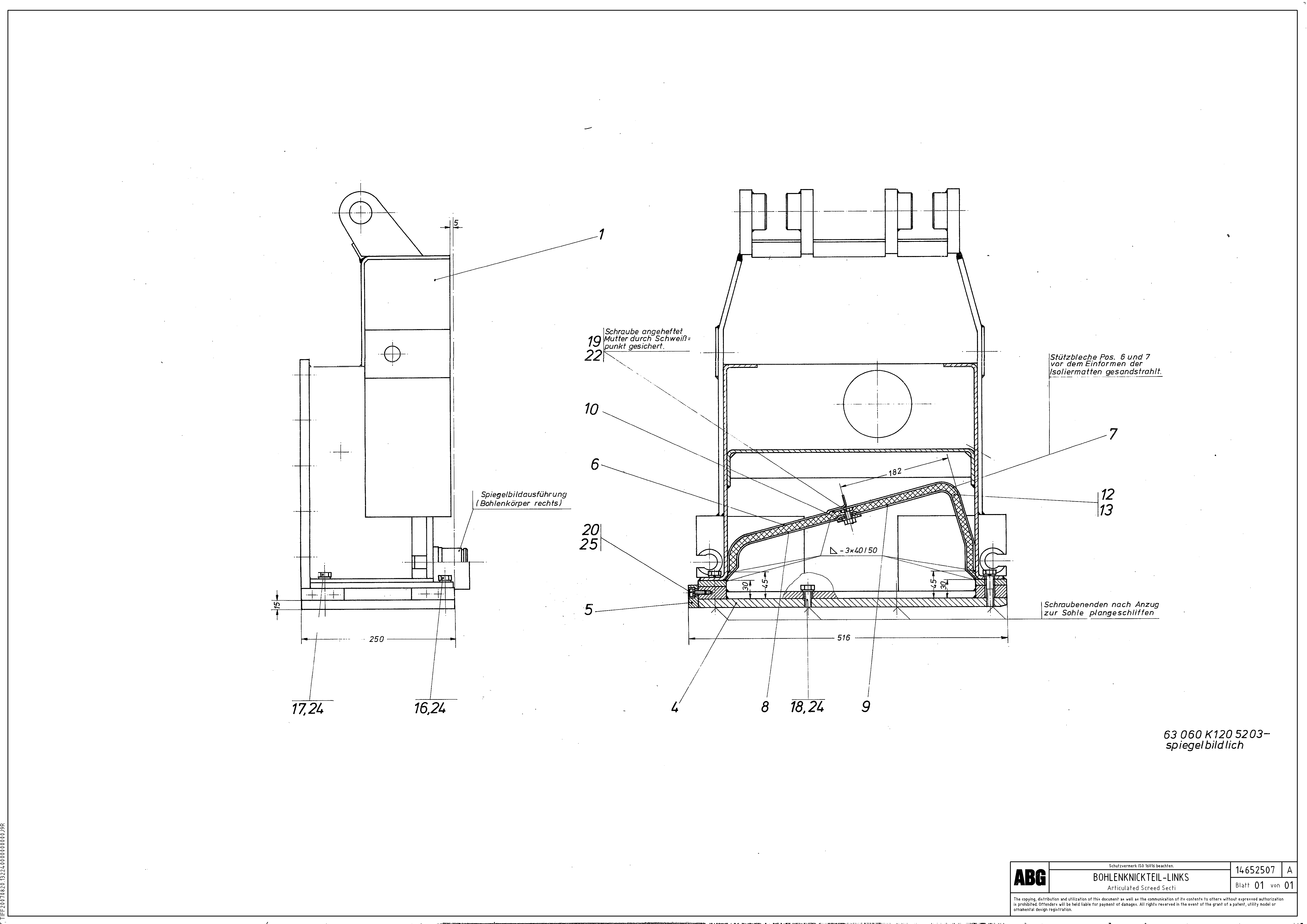 Схема запчастей Volvo MB 122 VARIO ATT.SCREEDS 4,5 -12,0M ABG8820, ABG8820B - 64578 Articulated screed section 