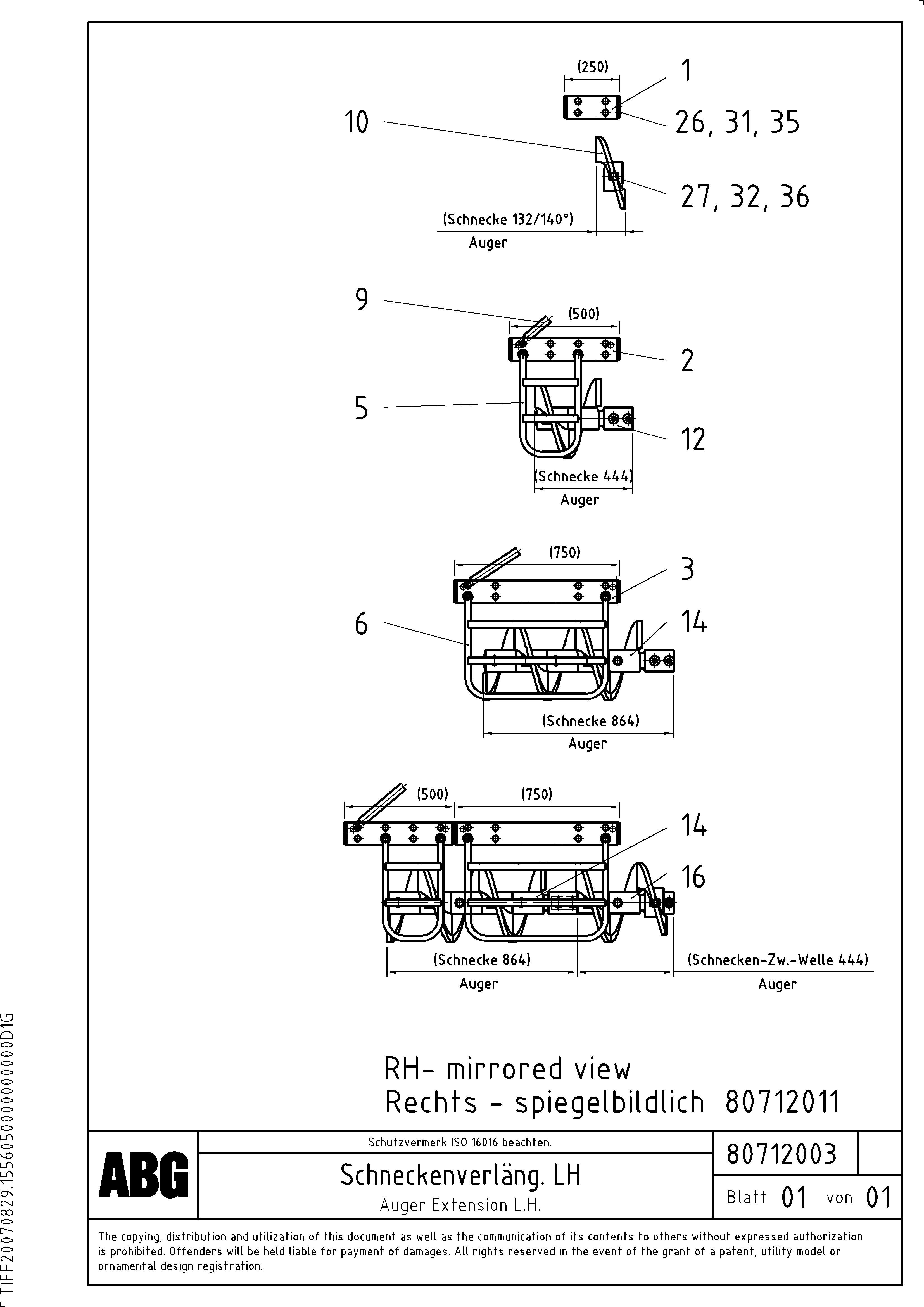 Схема запчастей Volvo MB 122 VARIO ATT.SCREEDS 4,5 -12,0M ABG8820, ABG8820B - 65183 Auger extension 