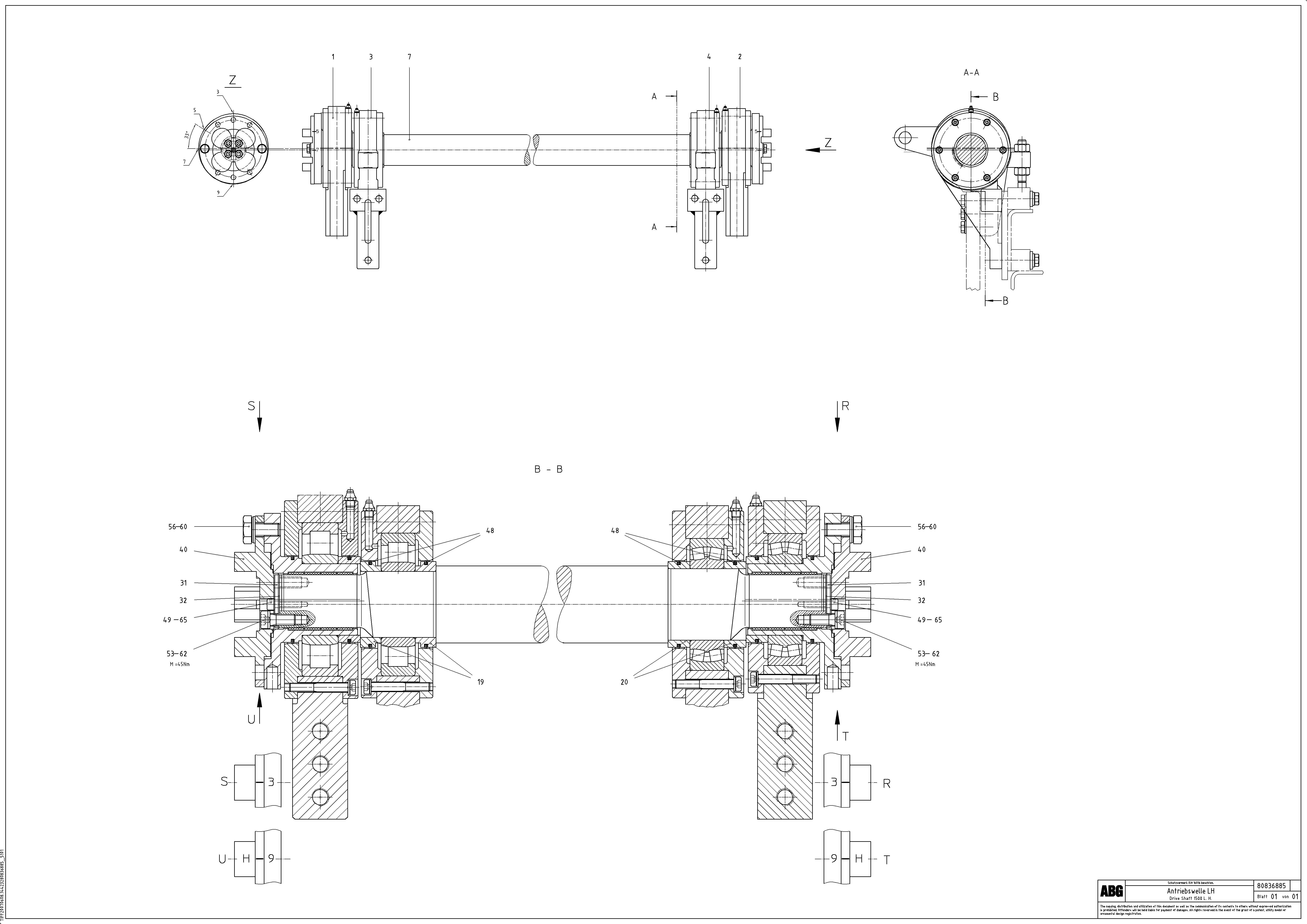 Схема запчастей Volvo MB 122 VARIO ATT.SCREEDS 4,5 -12,0M ABG8820, ABG8820B - 65215 Drive shaft for extension 