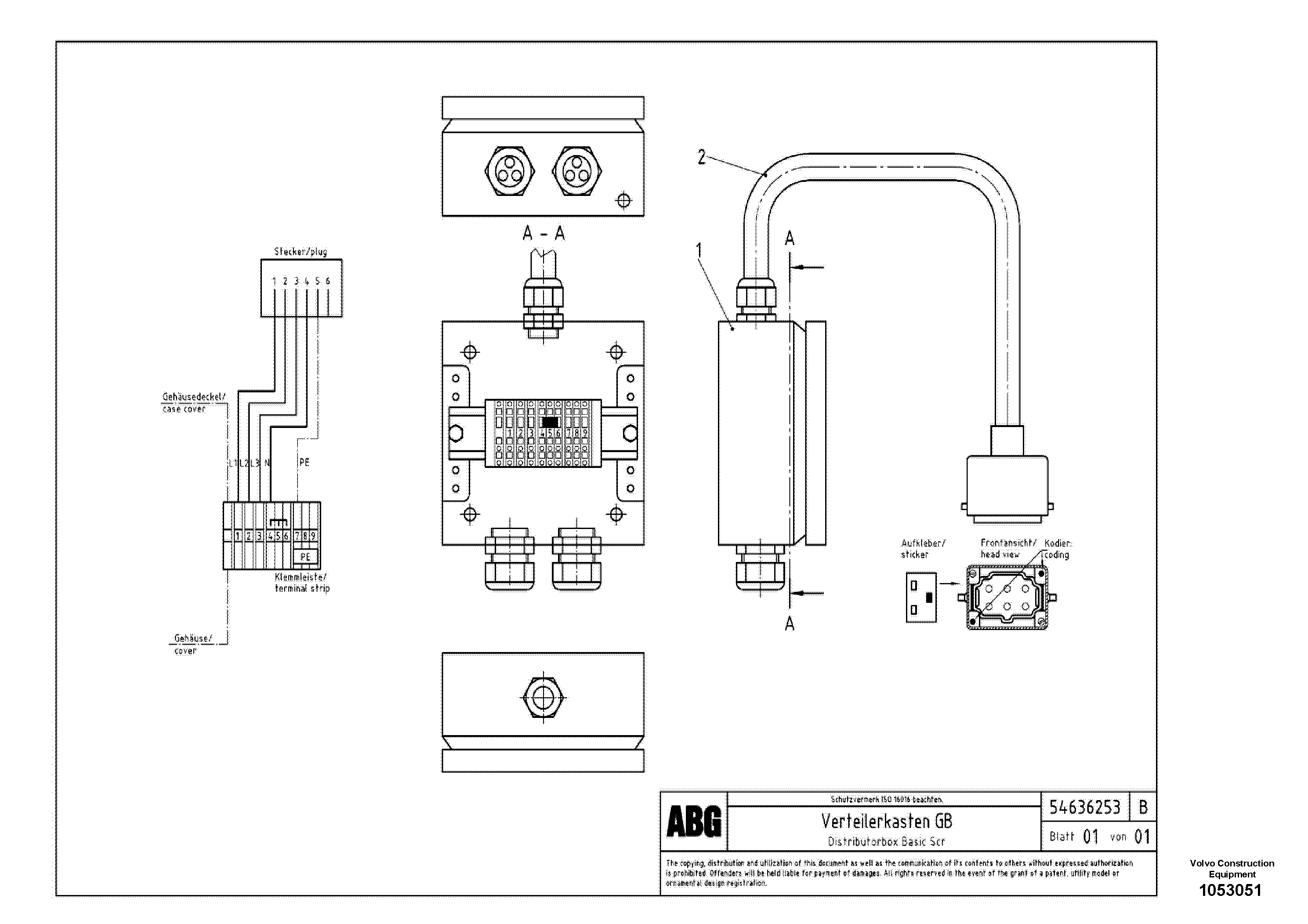 Схема запчастей Volvo VB 78 ETC - 74616 Distributor box Basic Screed VB 78 ETC ATT. SCREED 2,5 - 9,0 M ABG8820/ABG8820B