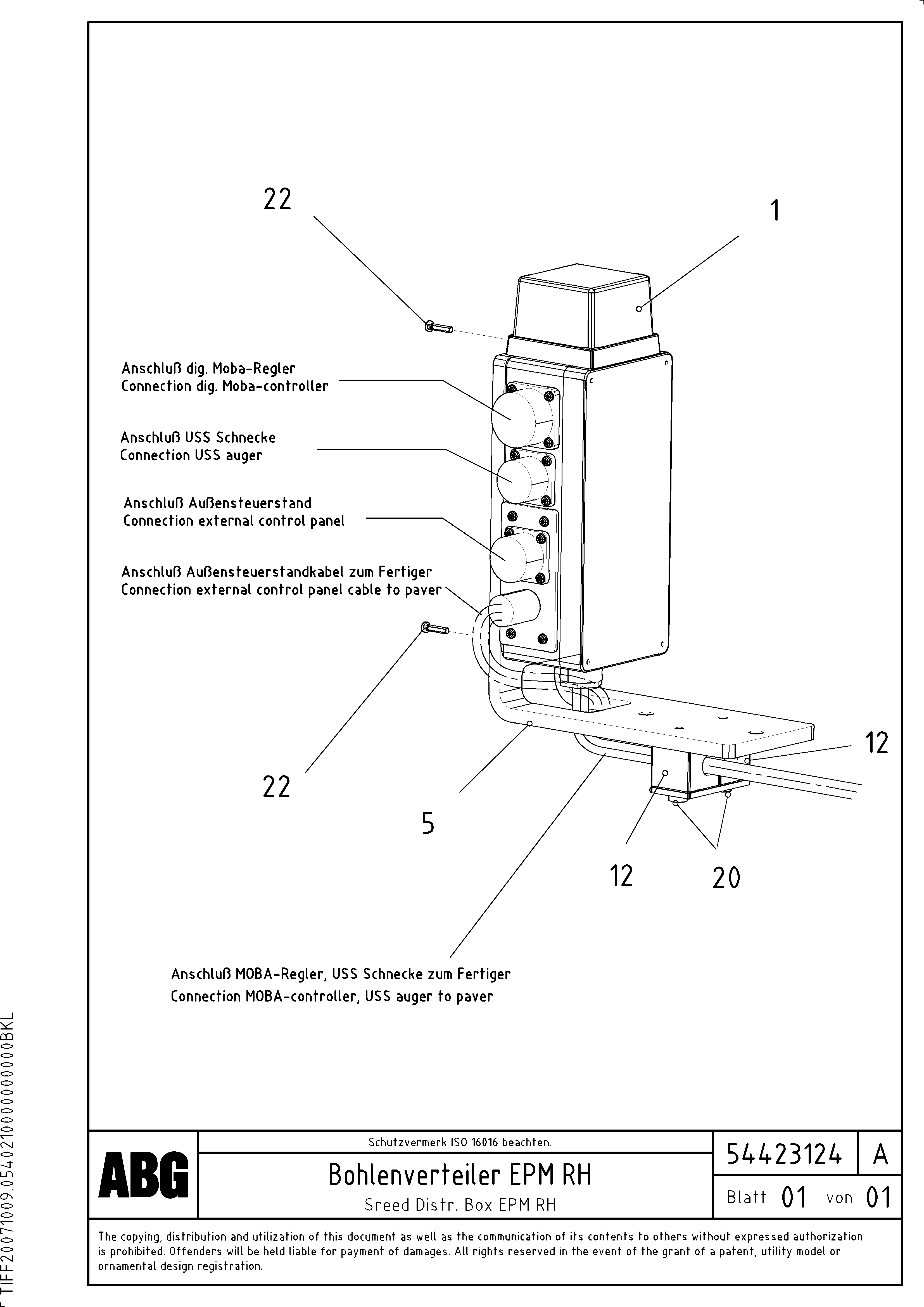 Схема запчастей Volvo VB 78 ETC - 76973 Distribution box on screed for EPM (Electronic Paver Management) VB 78 ETC ATT. SCREED 2,5 - 9,0 M ABG8820/ABG8820B