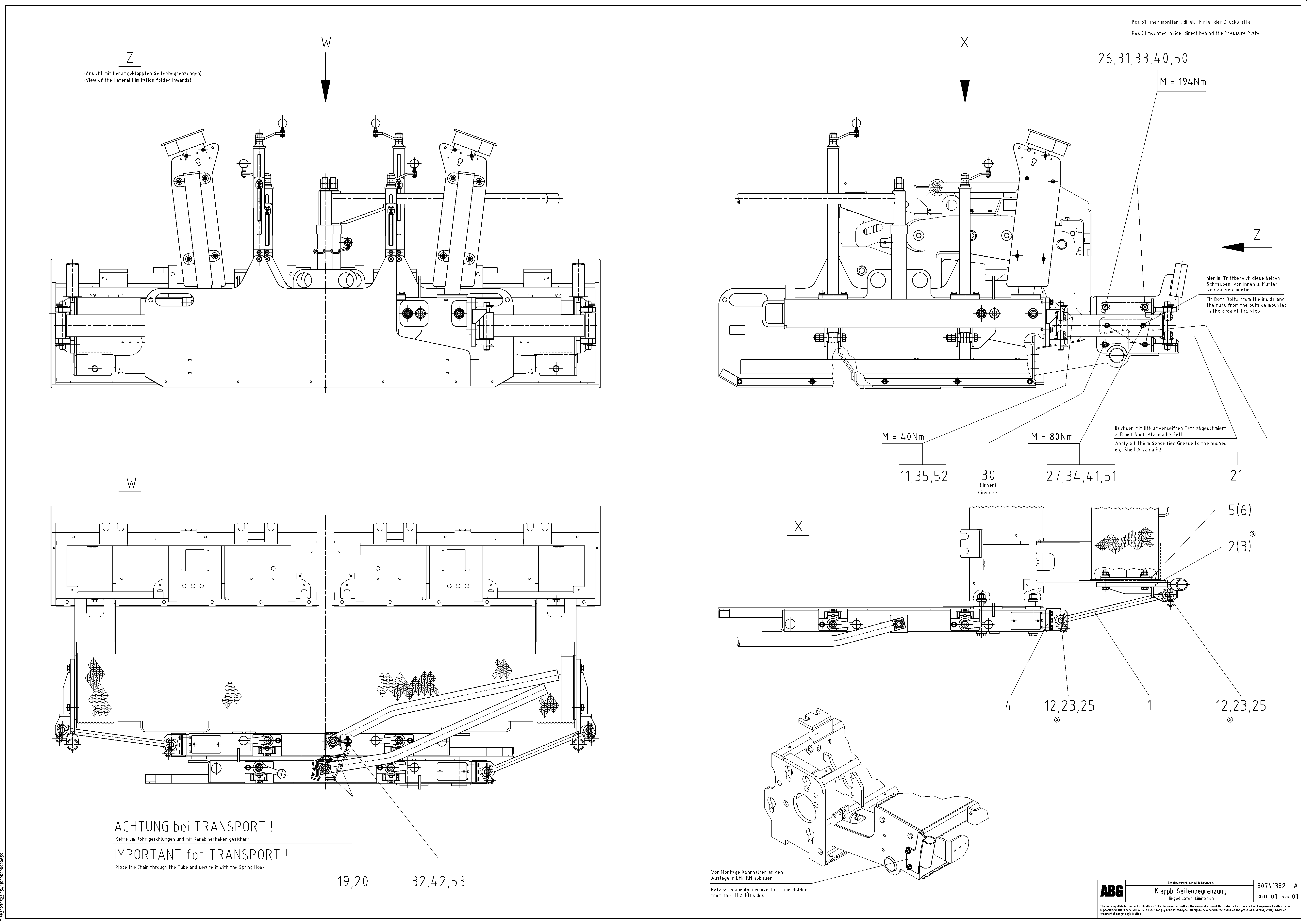 Схема запчастей Volvo VB 78 GTC - 74614 Hinged lateral limitation VB 78 GTC ATT. SCREEDS 2,5 - 9,0M ABG8820, ABG8820B