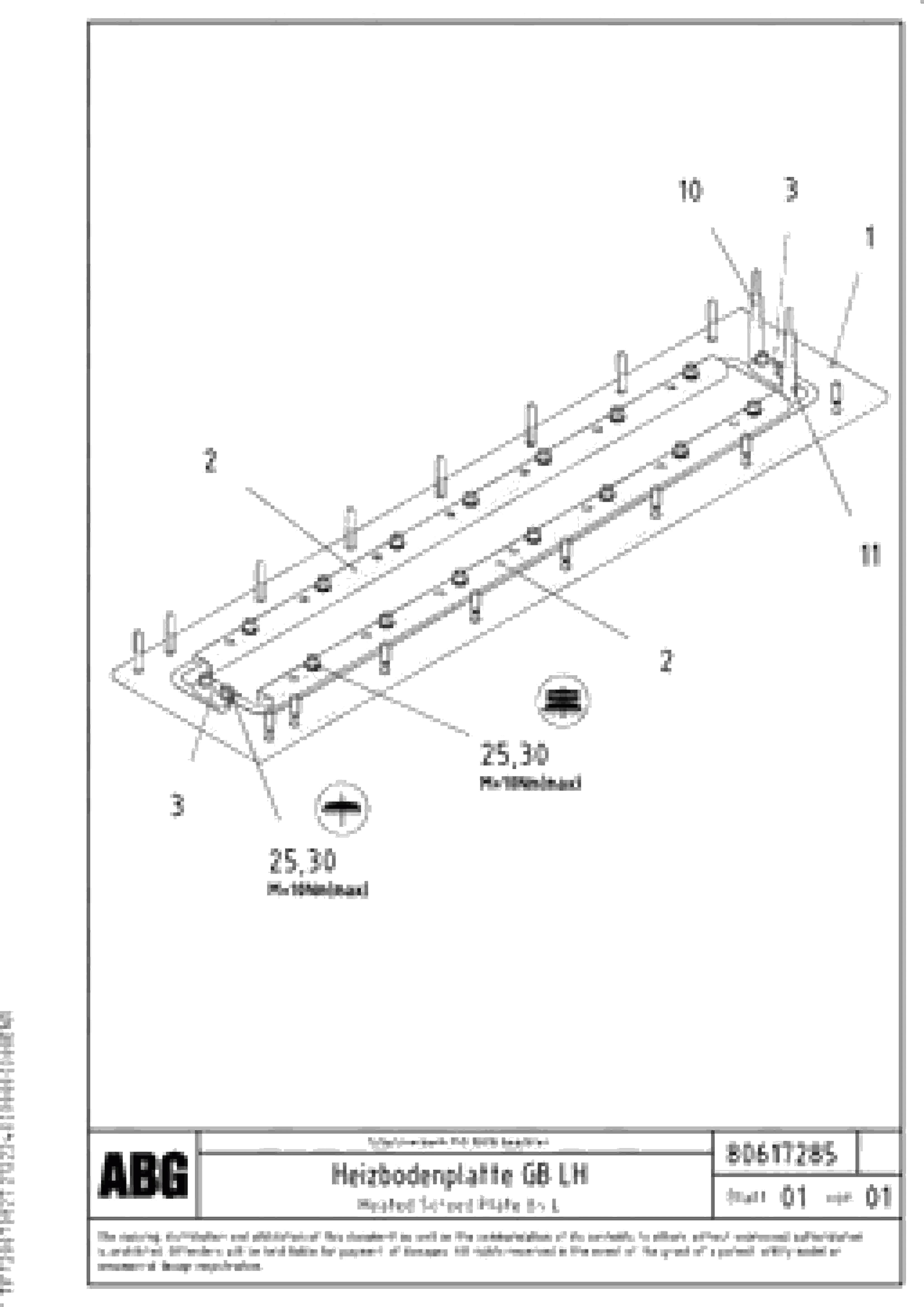 Схема запчастей Volvo VB 88 ETC - 79104 Heated screed plate for basic screed VB 88 ETC ATT. SCREED 3,0 - 9,0 M ABG9820