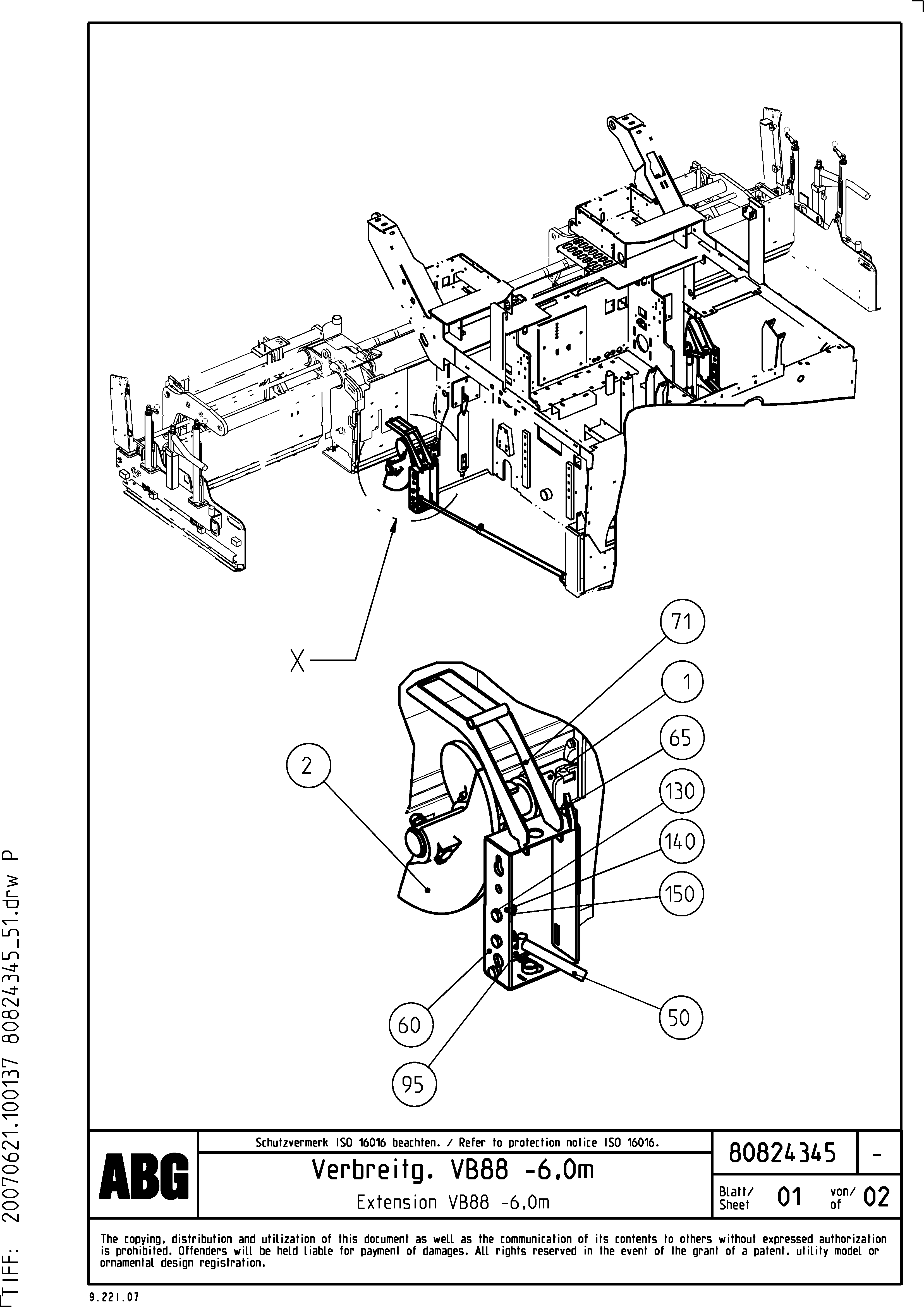 Схема запчастей Volvo VB 88 ETC - 80658 Expansion, added parts per screed version VB 88 ETC ATT. SCREED 3,0 - 9,0 M ABG6870