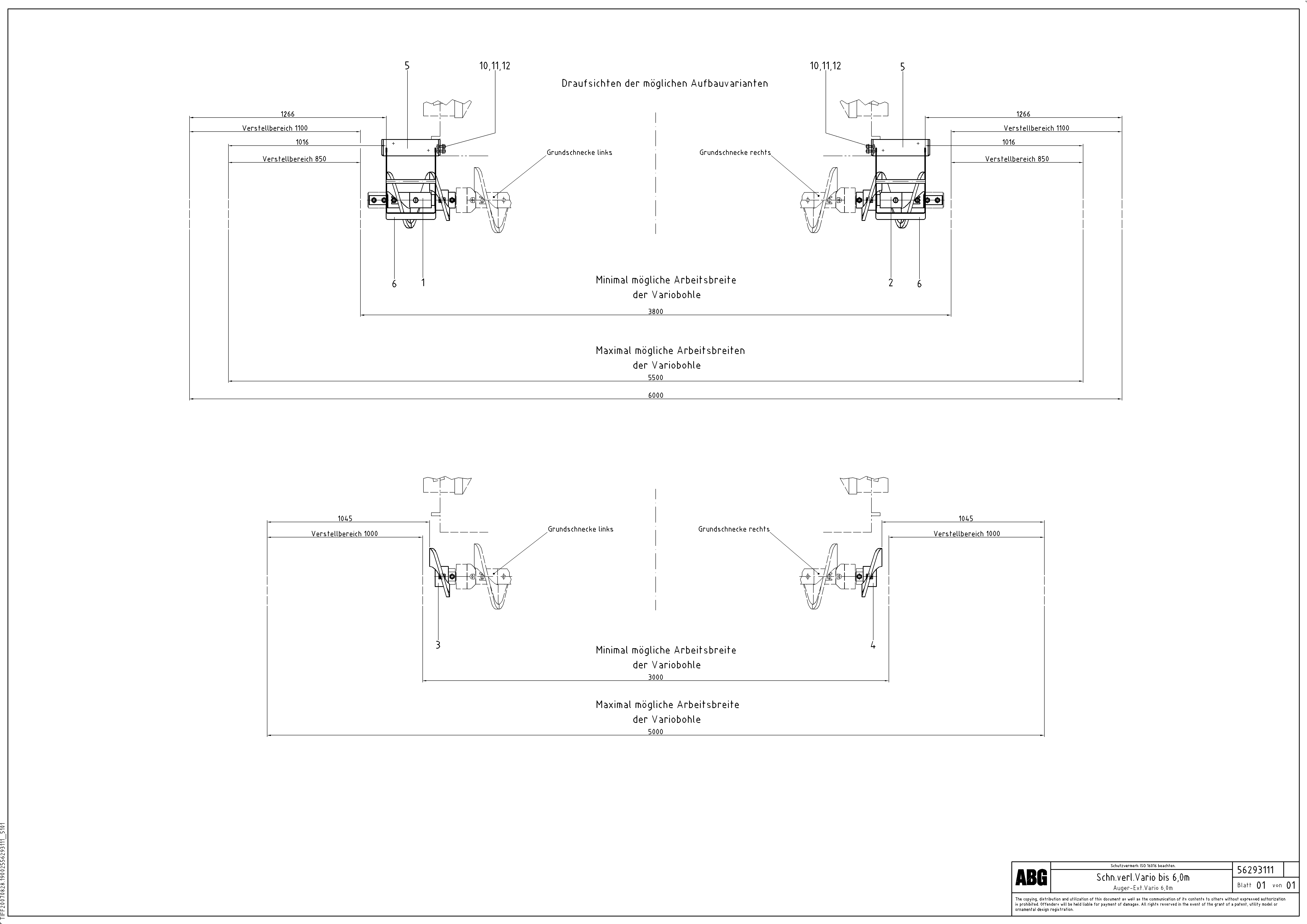 Схема запчастей Volvo VB 88 GTC - 71034 Auger extensions Variomatic VB 88 GTC ATT. SCREEDS 3,0 - 9,0M ABG9820