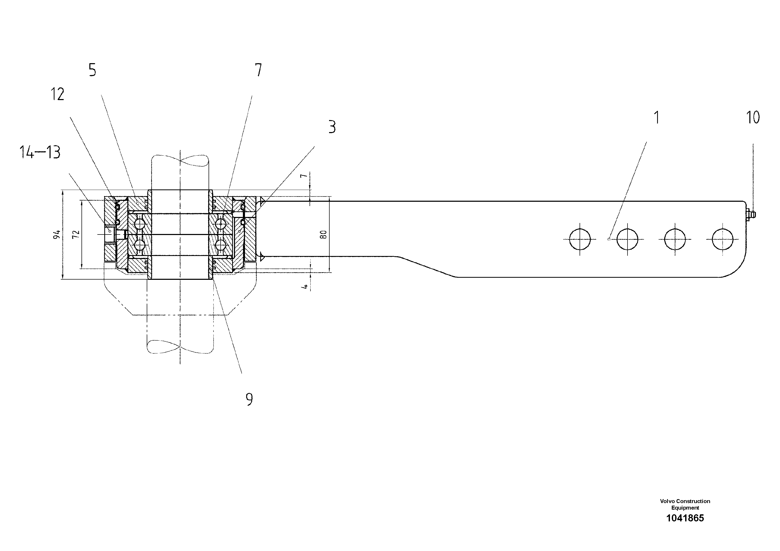 Схема запчастей Volvo VB 88 GTC - 71107 Outside auger bearings for auger extension VB 88 GTC ATT. SCREEDS 3,0 - 9,0M ABG9820