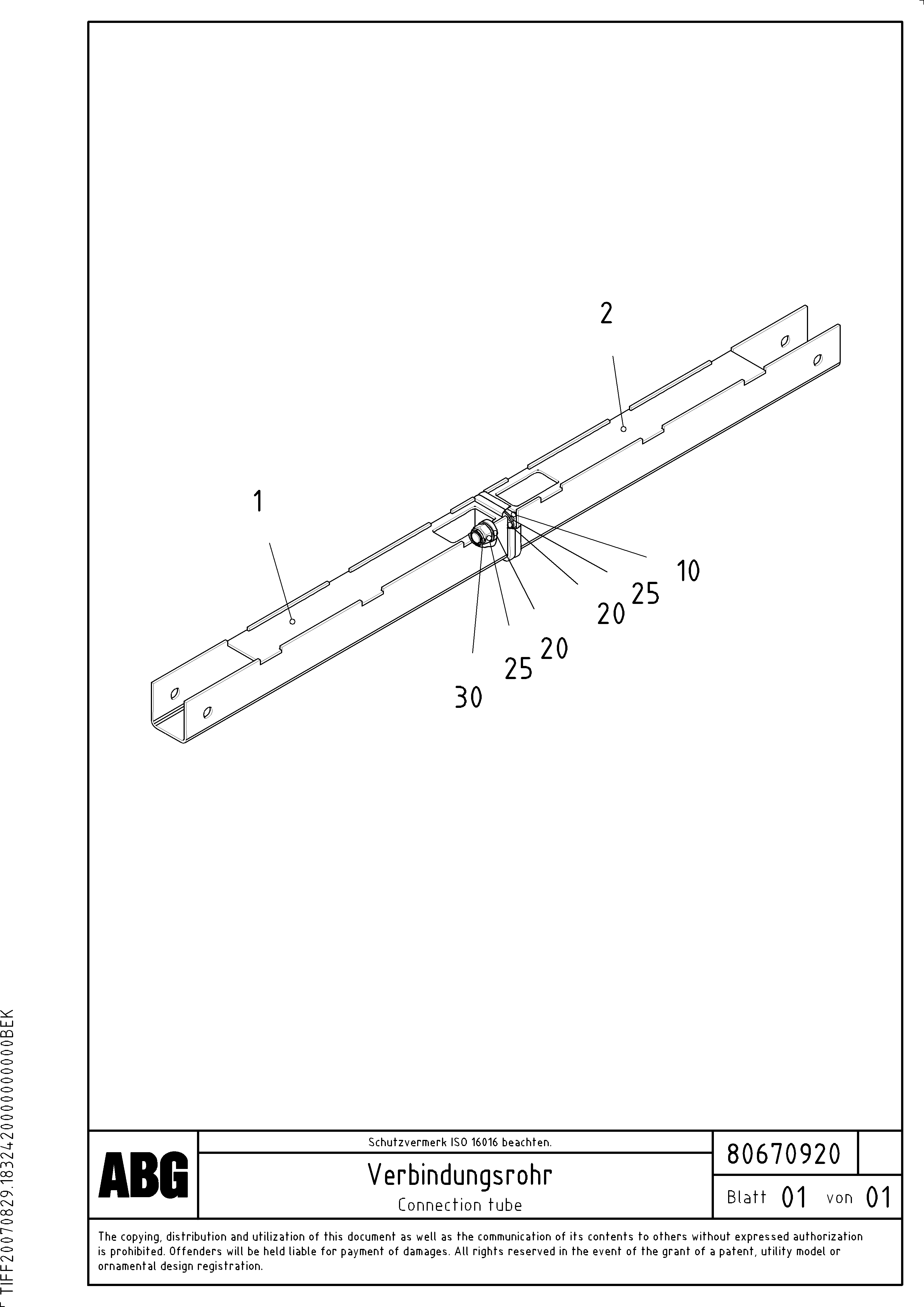 Схема запчастей Volvo VB 88 GTC - 74500 Connection tube for flapable lateral limitation VB 88 GTC ATT. SCREEDS 3,0 - 9,0M ABG9820