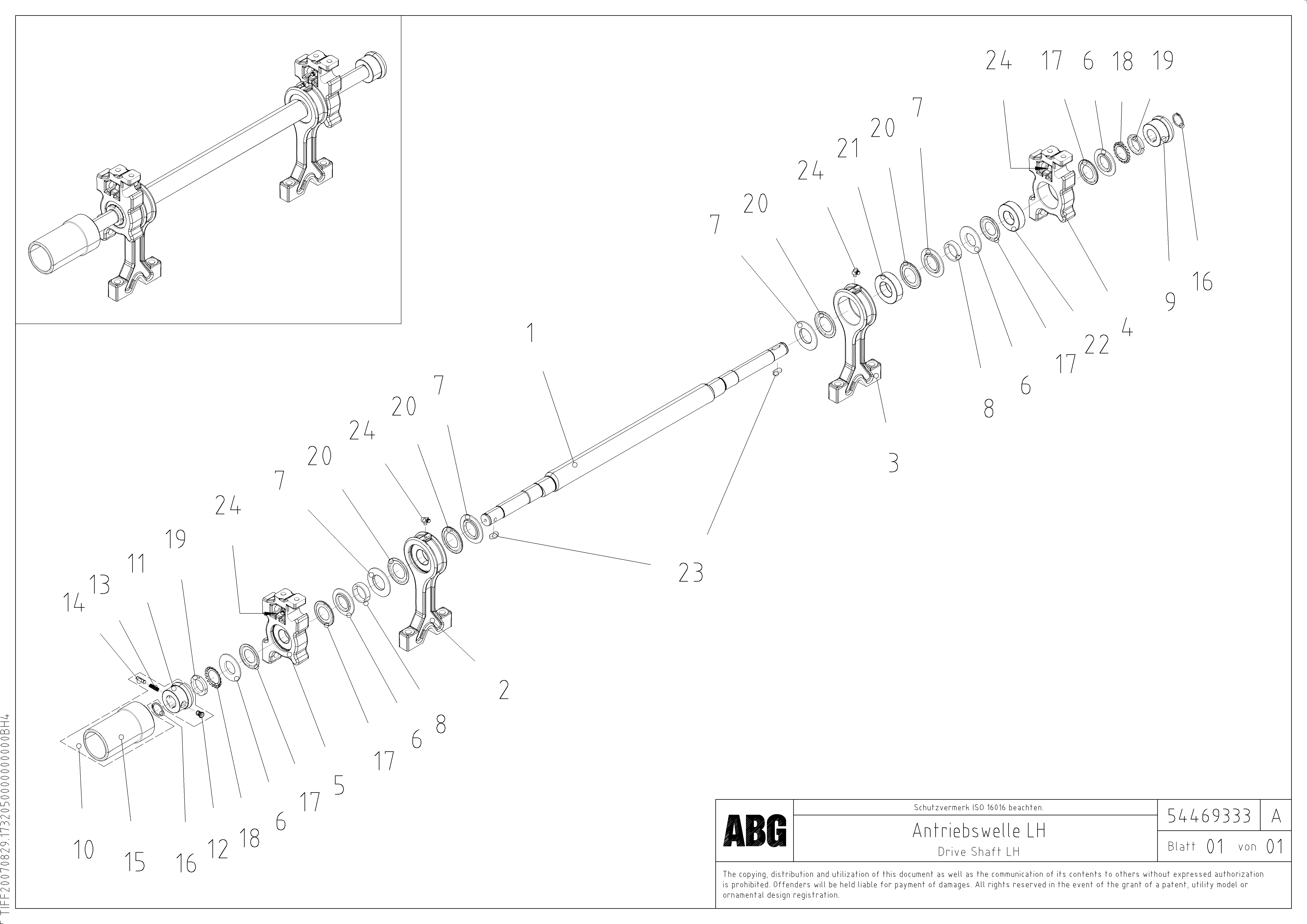 Схема запчастей Volvo VB 88 GTC - 68347 Tamper drive shaft for extension VB 88 GTC ATT. SCREEDS 3,0 -10,0M ABG6820, ABG7820/ABG7820B