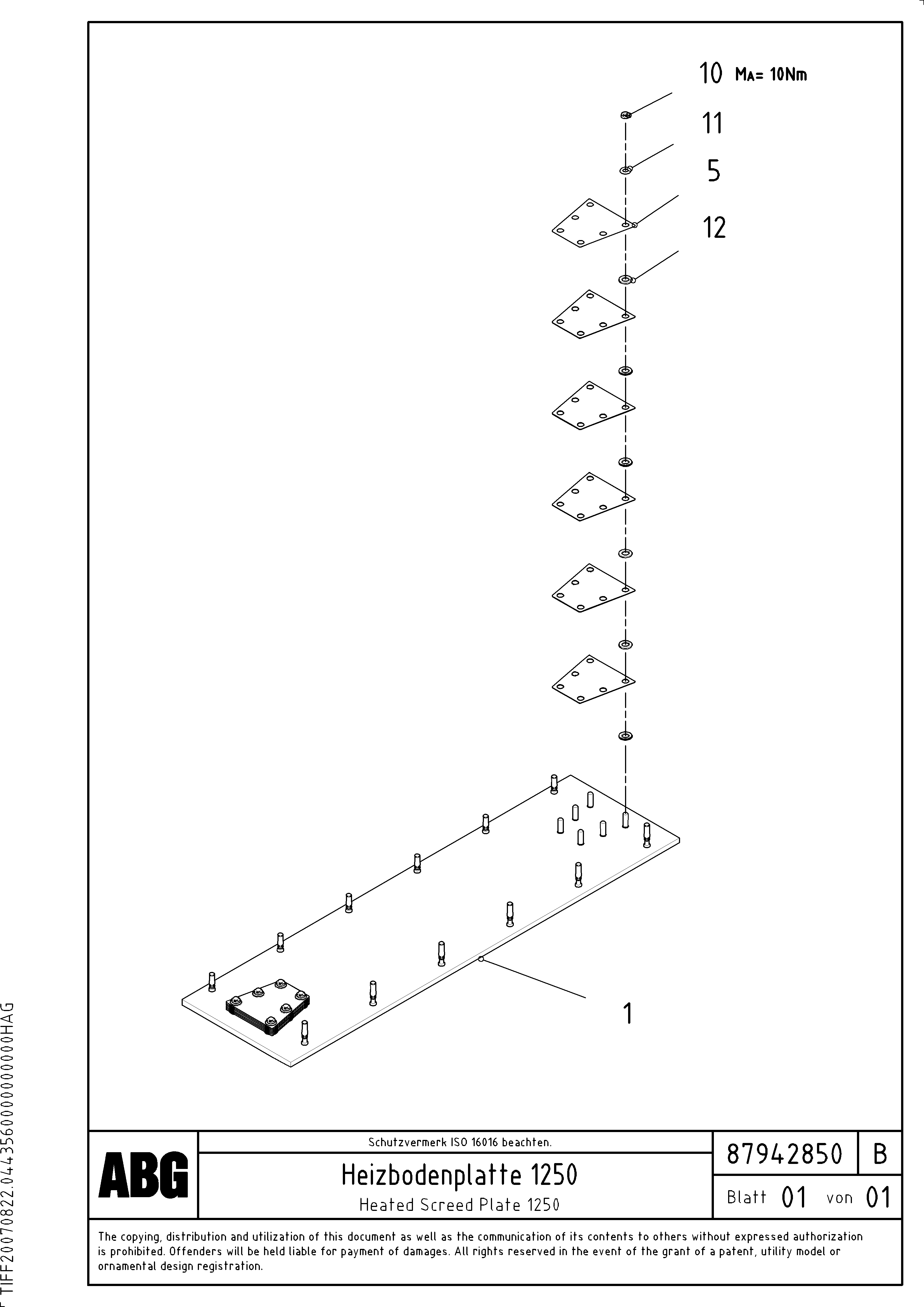 Схема запчастей Volvo VB 88 GTC - 67759 Heated base plate for extension VB 88 GTC ATT. SCREEDS 3,0 -10,0M ABG8820/ABG8820B