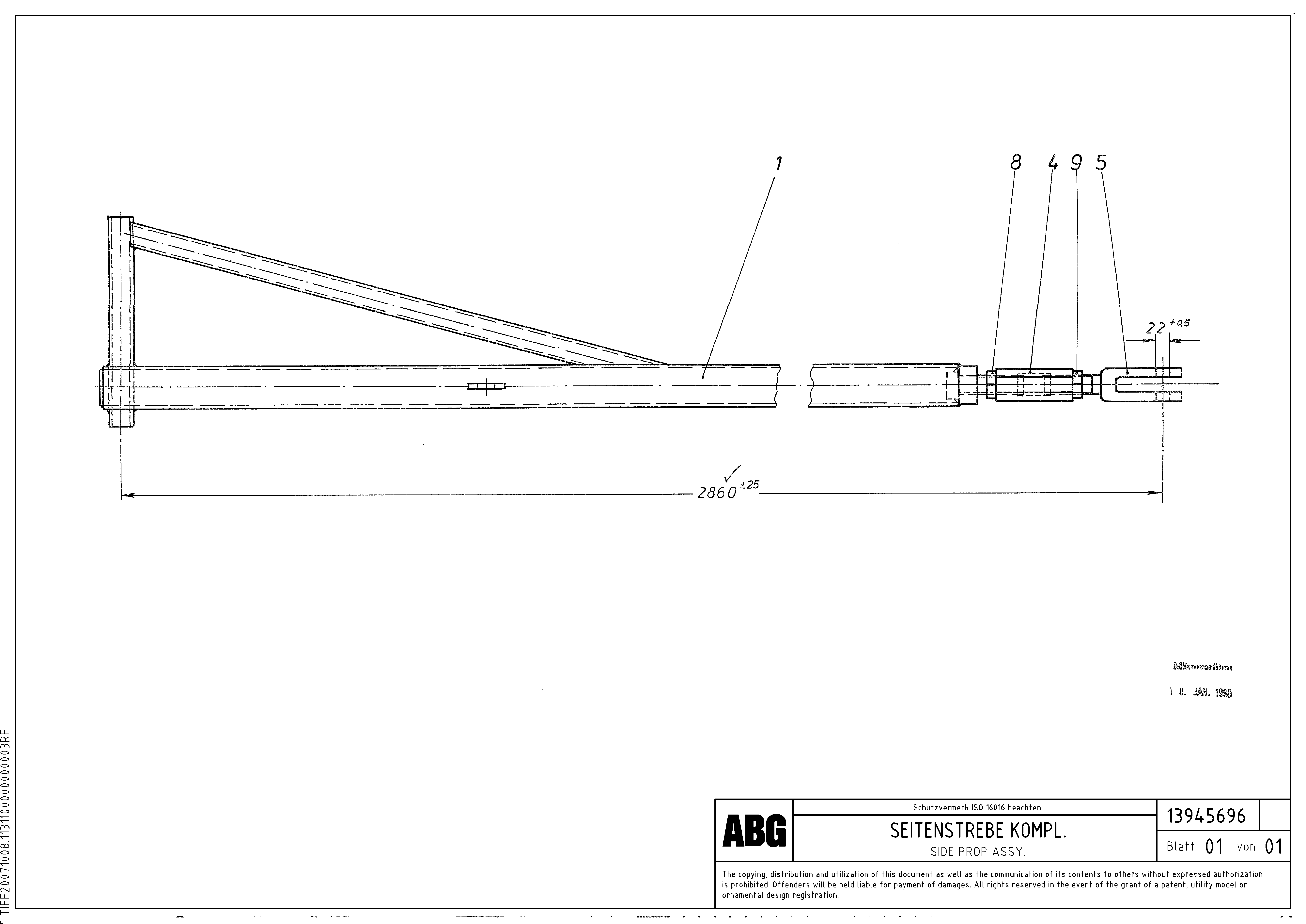 Схема запчастей Volvo VB 88 GTC - 73615 Side prop assembly for auger extension VB 88 GTC ATT. SCREEDS 3,0 - 9,0M ABG6870