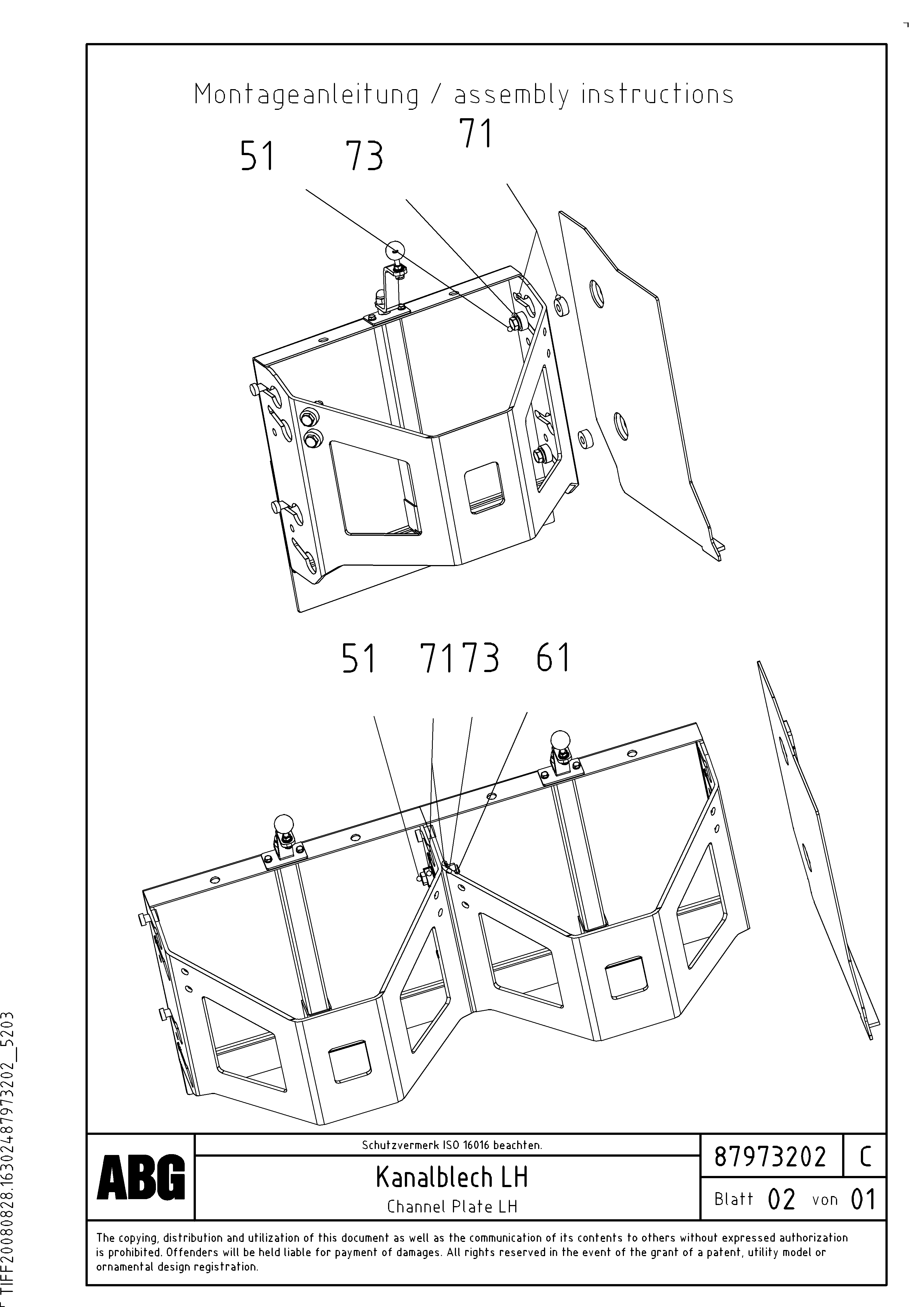 Схема запчастей Volvo VB 88 GTC - 91418 Channel plate for extension VB 88 GTC ATT. SCREEDS 3,0 - 9,0M ABG6870