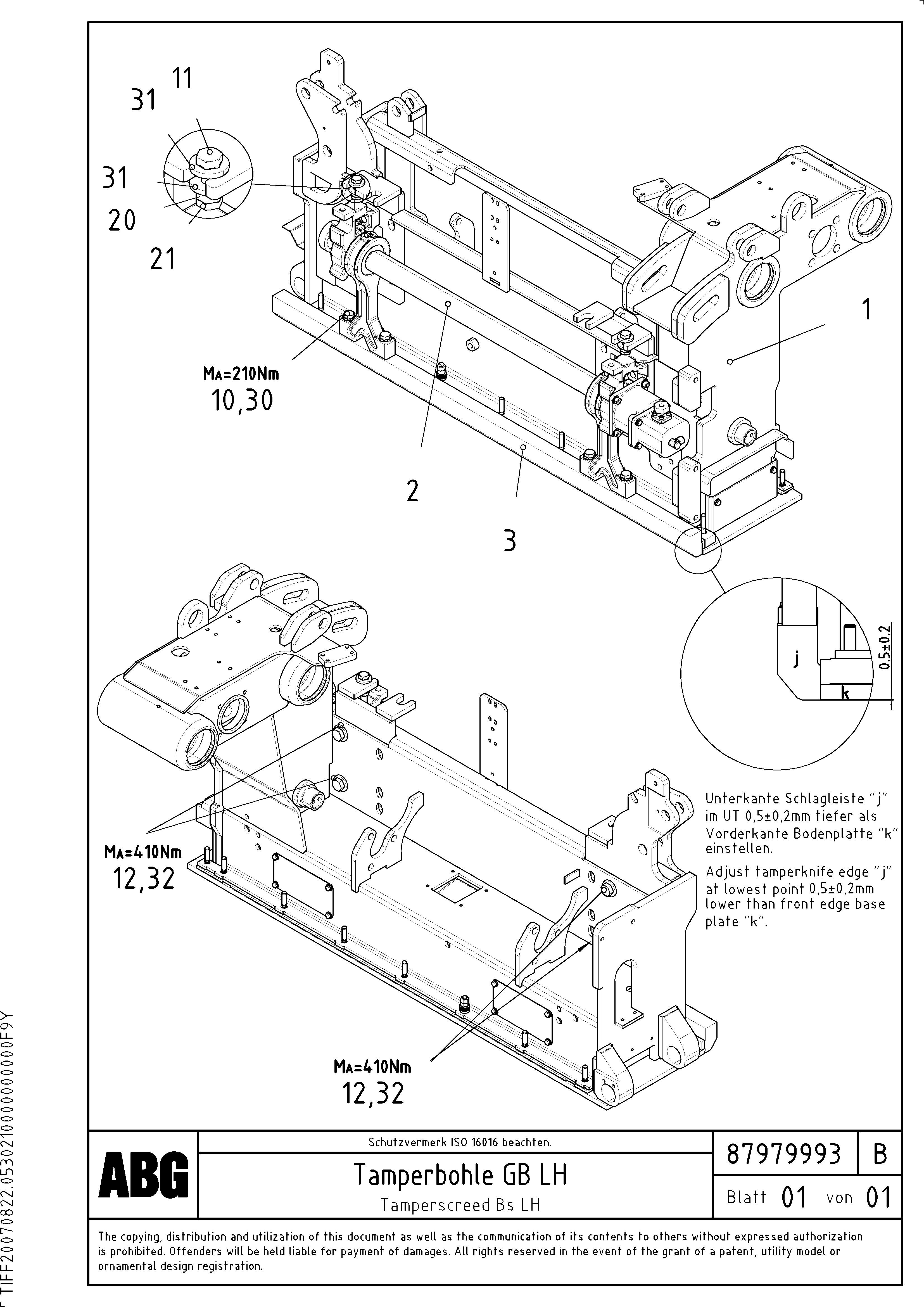 Схема запчастей Volvo VB 88 GTC - 74161 Tamper for basic screed VB 88 GTC ATT. SCREEDS 3,0 - 9,0M ABG6870