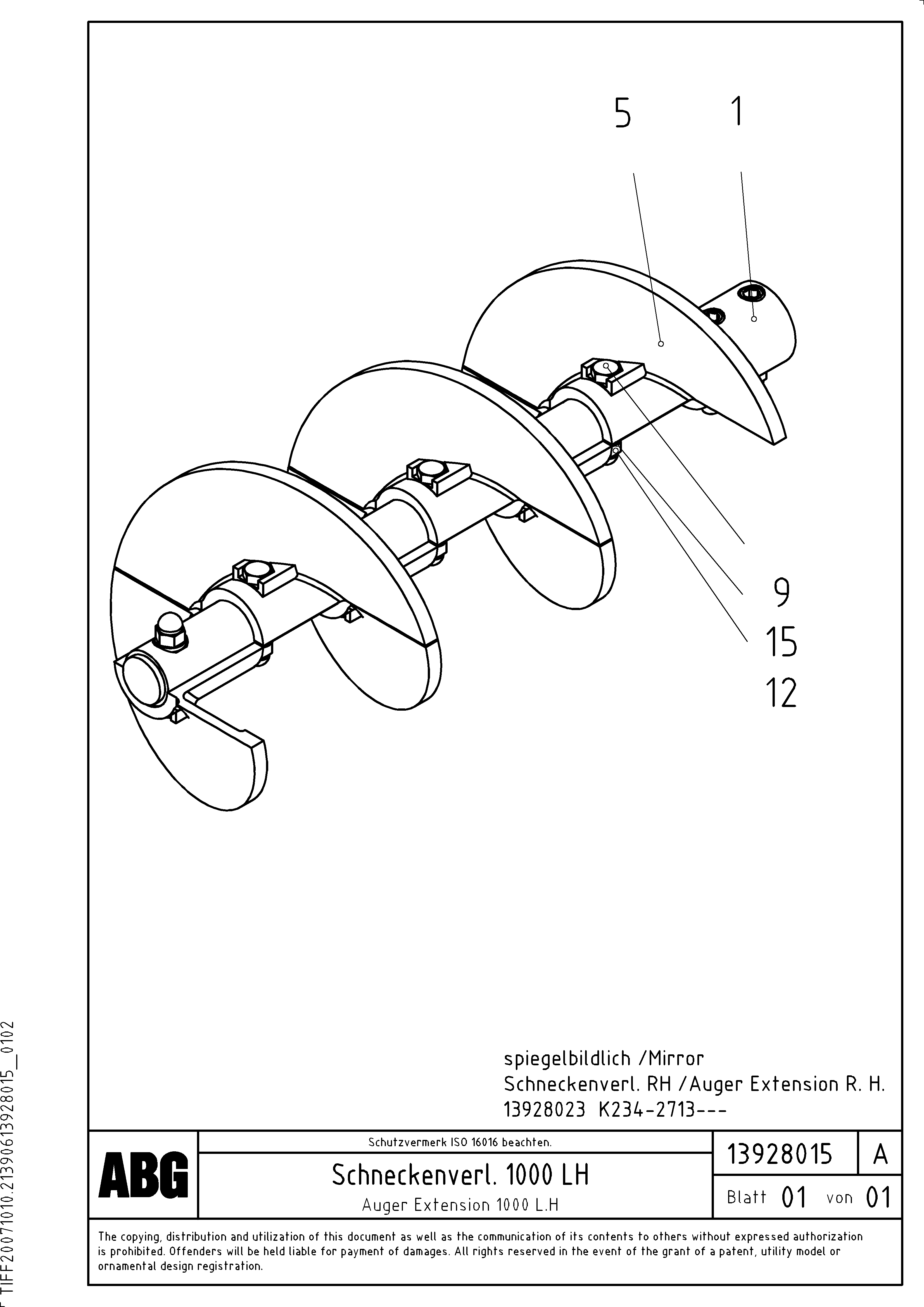 Схема запчастей Volvo VDT 121 - 86647 Auger extension VDT 121 ATT. SCREED 2,5 - 9,0 M ABG7820/ABG7820B