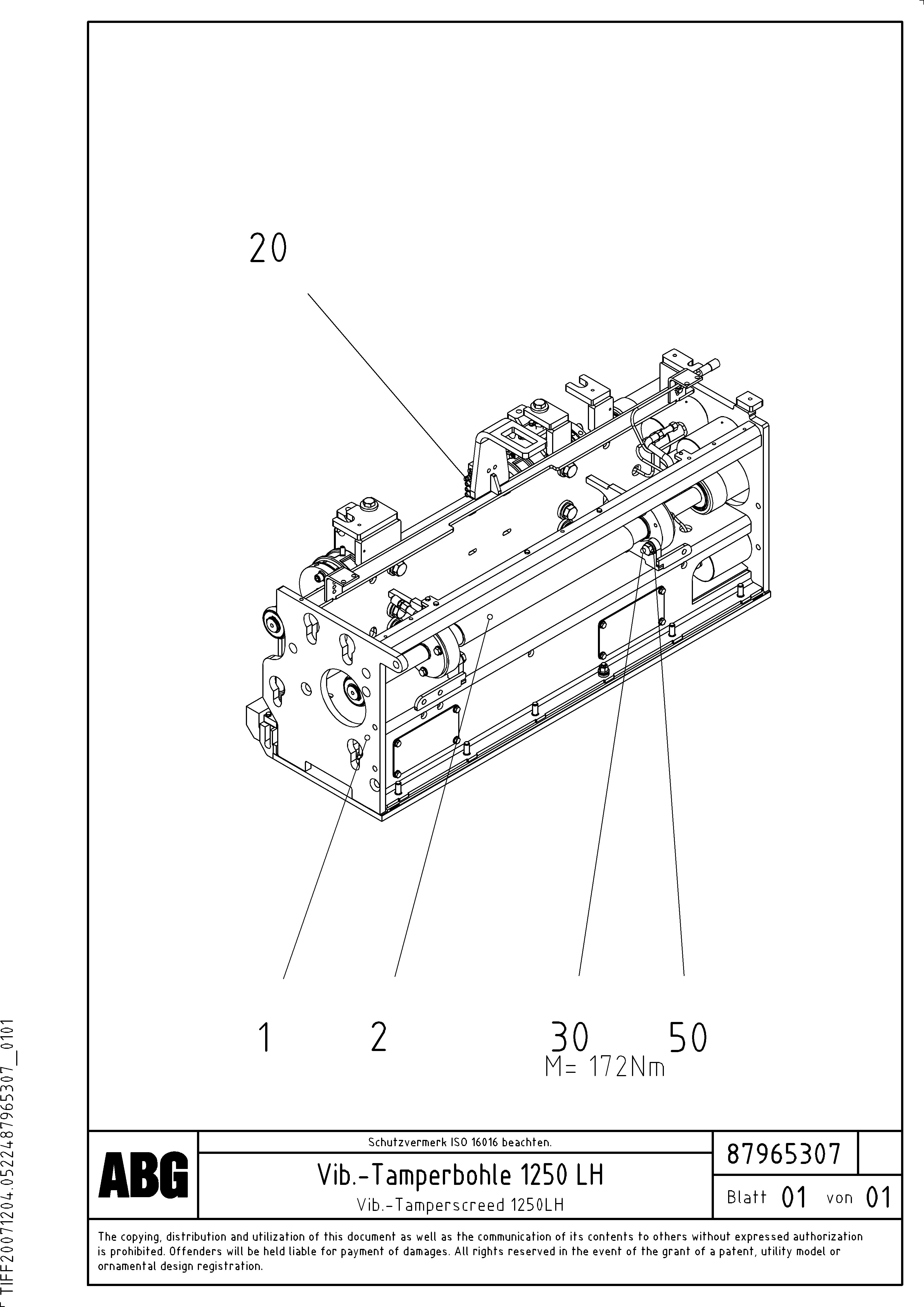 Схема запчастей Volvo VDT-V 78 ETC - 79099 Vibratory -tamper screed for extension VDT-V 78 ETC ATT. SCREED 2,5 - 9,0 M ABG8820/ABG8820B