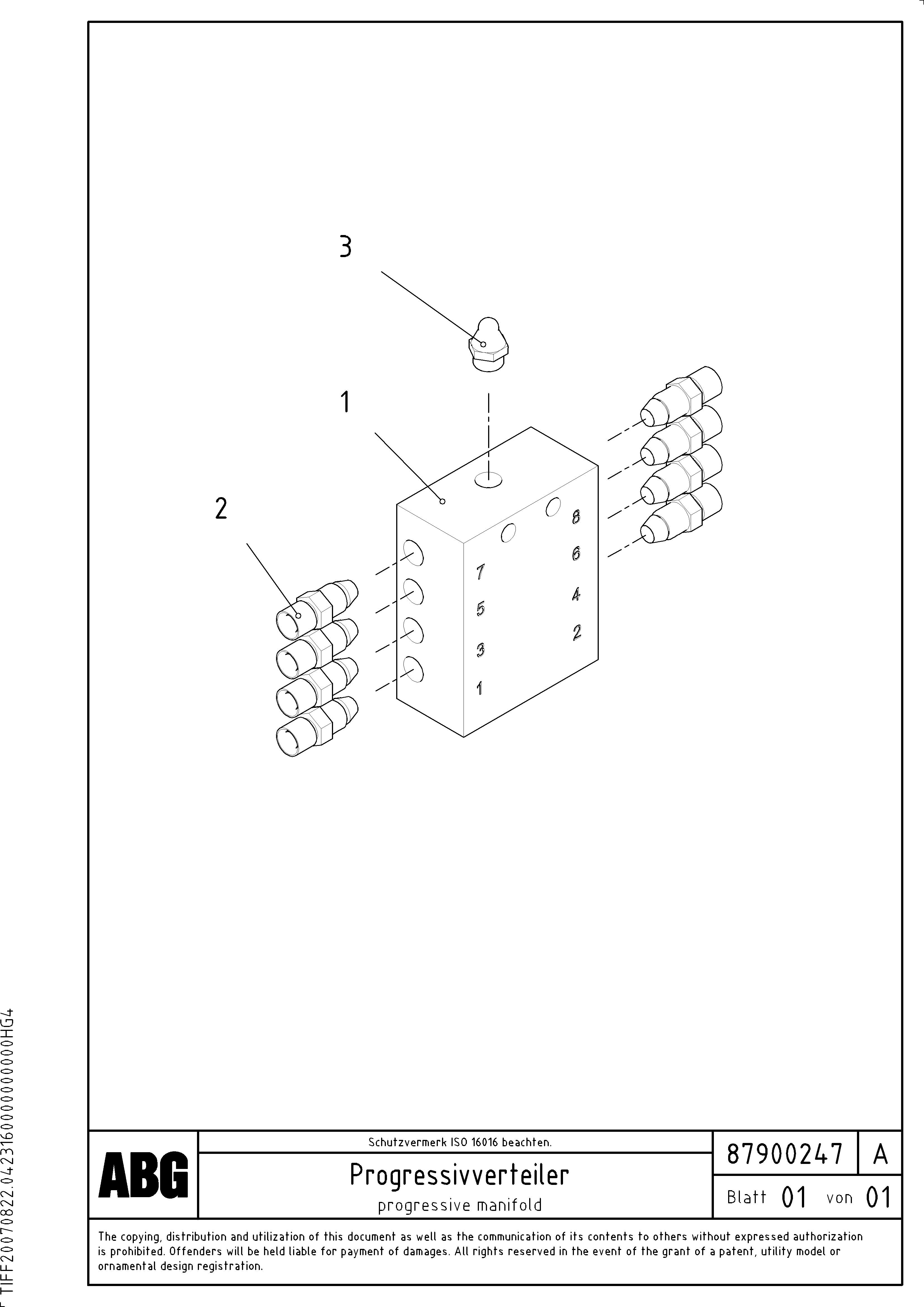 Схема запчастей Volvo VDT-V 78 GTC - 69039 Progressive manifold for extension VDT-V 78 GTC ATT. SCREEDS 2,5 - 9,0M AGB8820, AGB8820B