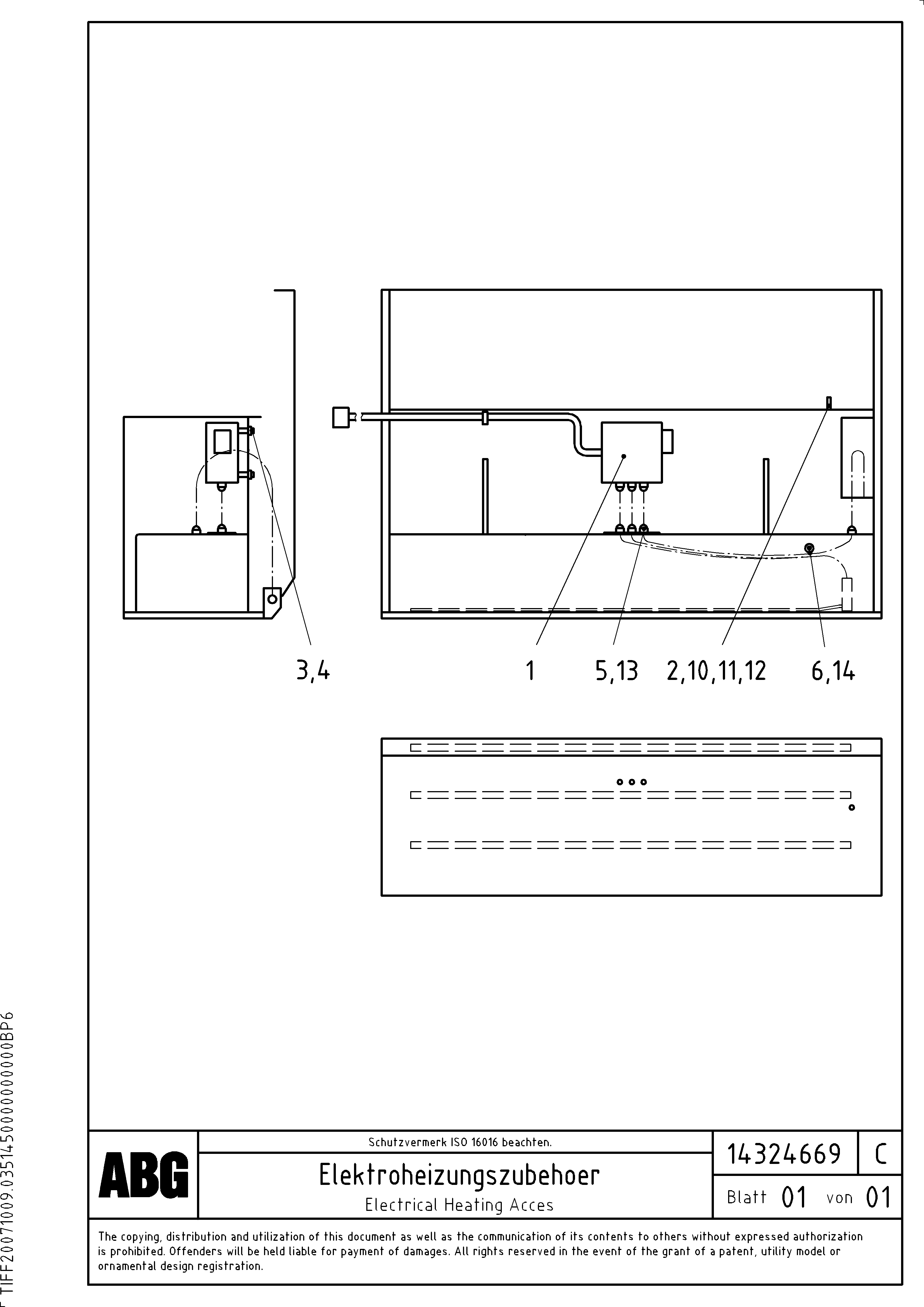 Схема запчастей Volvo VDT-V 88 GTC - 87961 Electrical heating acces for extension VDT-V 88 ETC SCREEDS 3,0 - 9,0M ABG9820