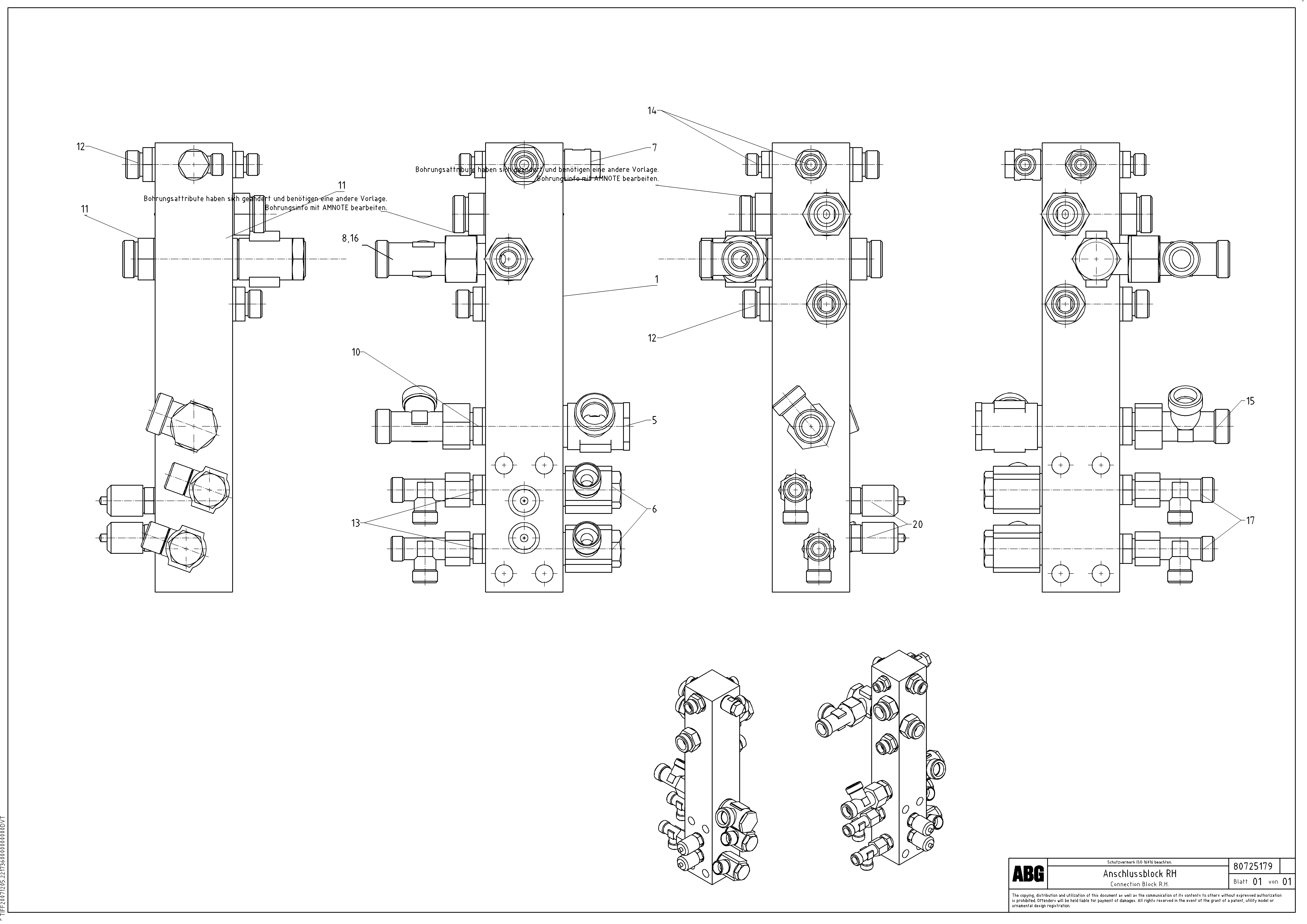 Схема запчастей Volvo VDT-V 88 GTC - 73258 Connection block on basic screed VDT-V 88 ETC SCREEDS 3,0 - 9,0M ABG9820