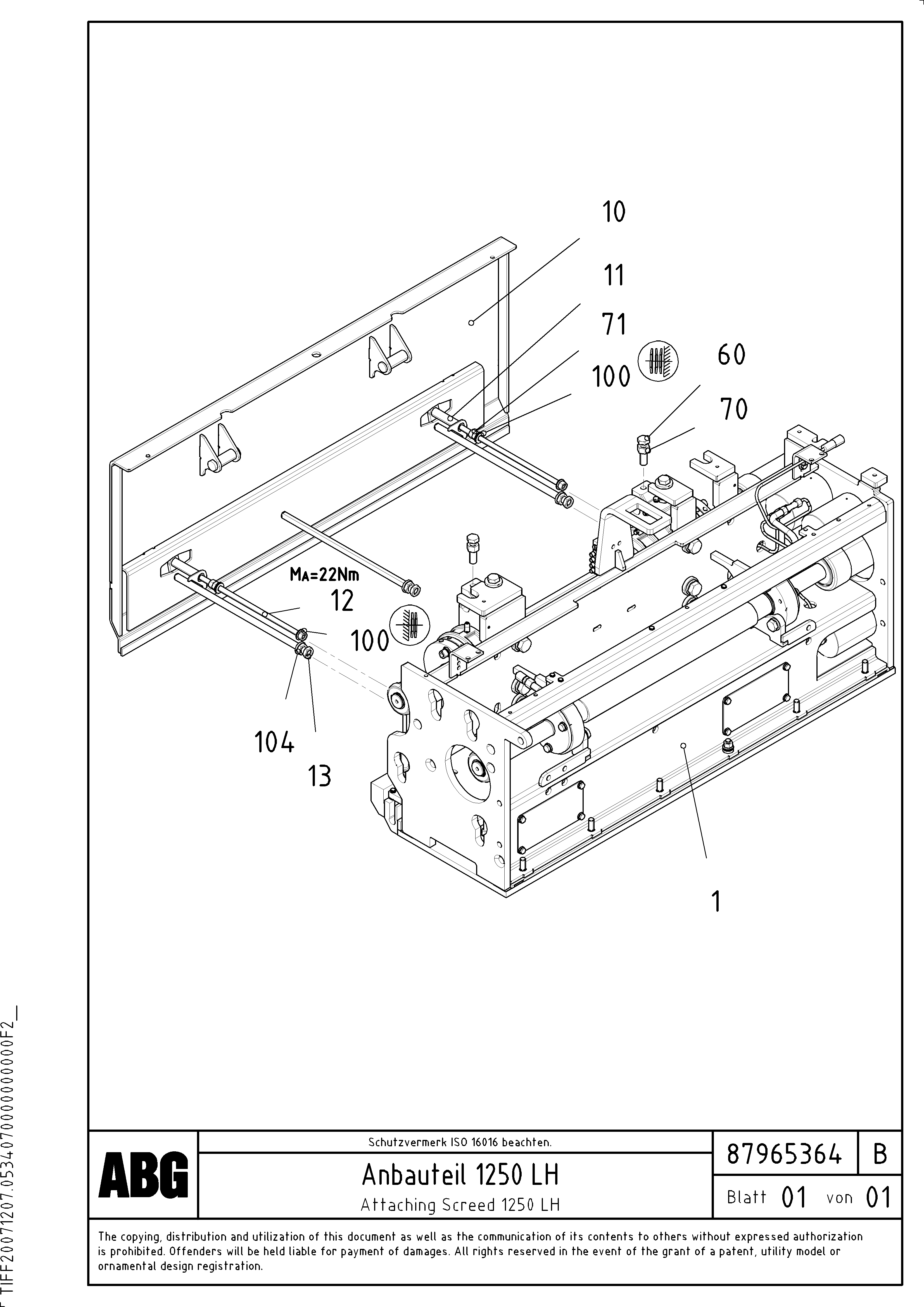 Схема запчастей Volvo VDT-V 88 GTC - 78262 Attaching screed for extension VDT-V 88 ETC ATT. SCREEDS 3,0 - 9,0M ABG7820, ABG7820B